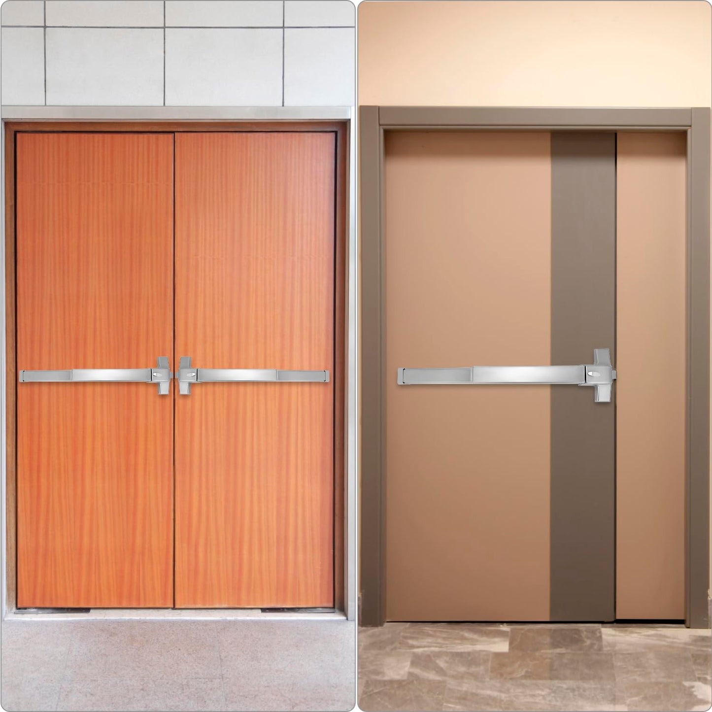 QWORK Door Security Bar, Heavy-Duty Steel Push Bar Emergency Exit Door Device with Fire-Proof Lock and Lever, Push Up Bar, Door Security Devices