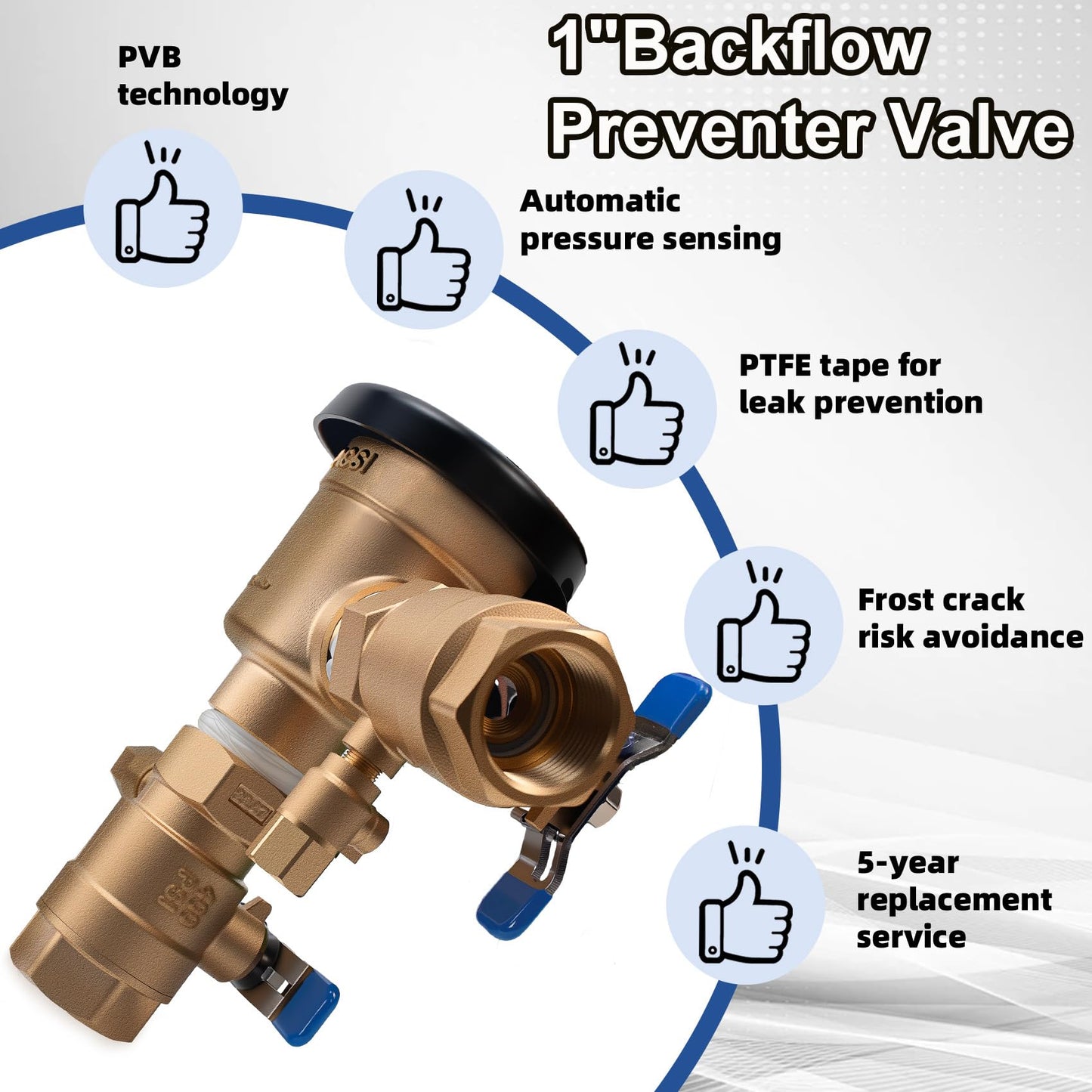 1" 720A Pressure Vacuum Breaker for Zurn Wilkins, Thickened Brass Backflow Preventer Valve, Irrigation Backflow Preventer for Non-Potable Irrigation & Industrial Water Systems, MAX 400PS