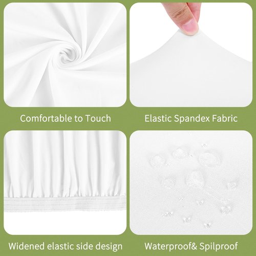 fani 12 Pcs Spandex Picnic Table Cloth, Elastic Fitted Tablecloths for 8 Foot Rectangle Tables, Washable Patio Table Top Cap Cover for Indoor, Outdoor, Camping, Banquet, Parties (White, 30"x96")
