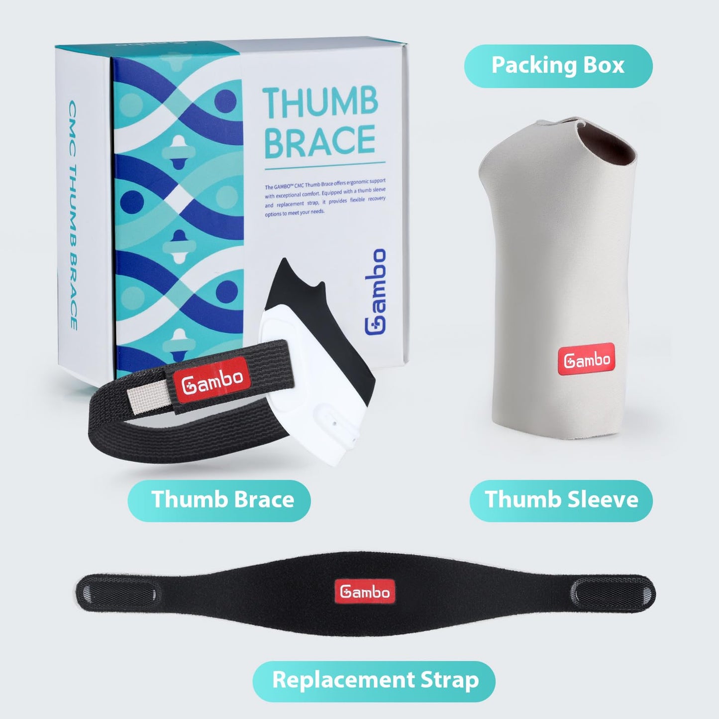 Gambo CMC Thumb Brace for Osteoarthritis, Upgrade Thumb Splint for Joint Pain, Tendonitis, and Arthritis Relief - Thumb Support Stabilizer for Active (Large, Left Hand)