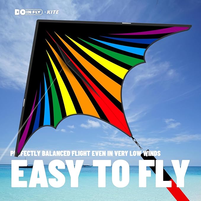 Delta Rainbow Kite - Colorful & Easy to Fly-Outdoor Kite for Kids & Adults - Ideal for Family Fun for Beach Trip ＆ Park Activities(Flaming Delta Kite)