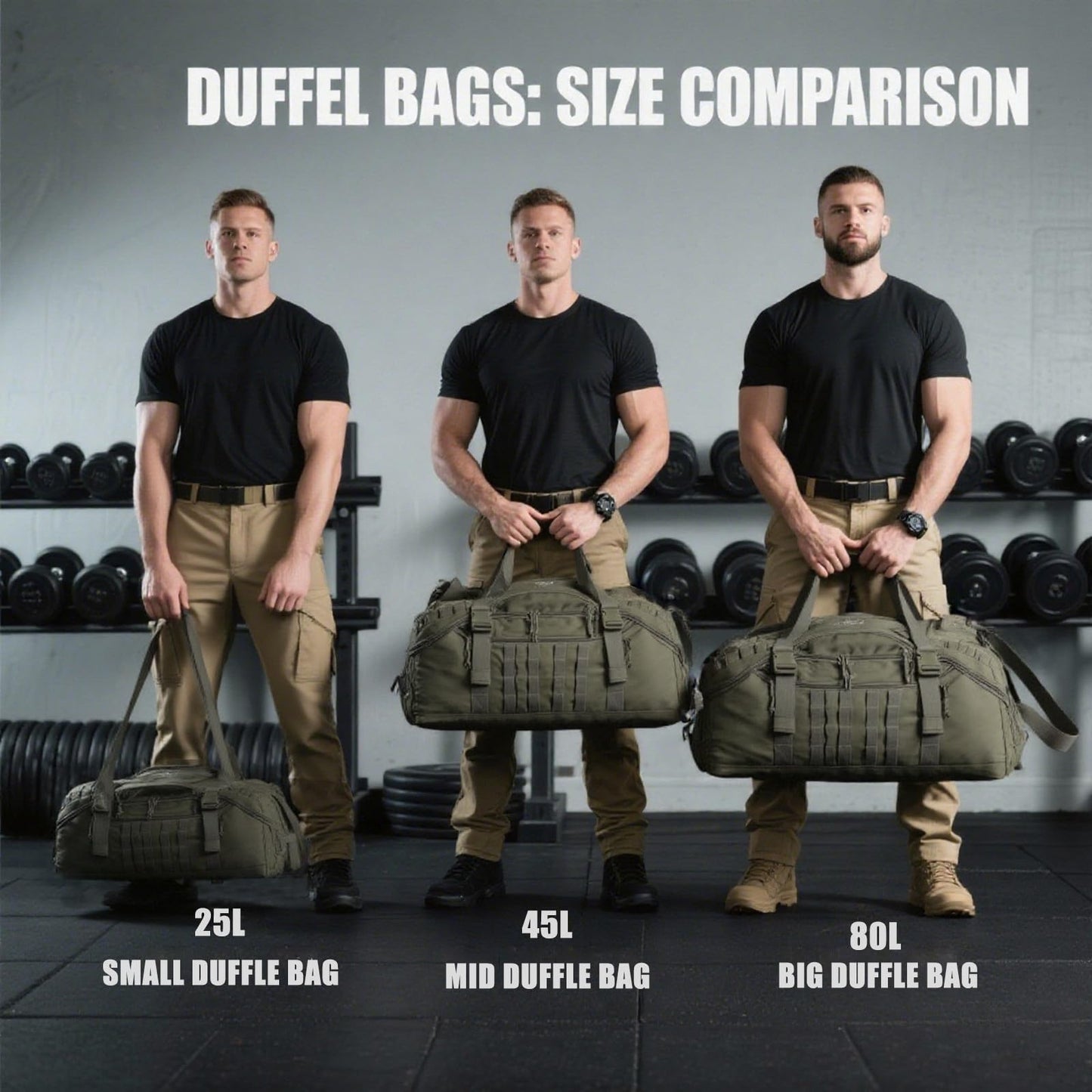 Miramrax Travel Duffle Bag Backpack for Men - Large Tactical Bags Weekender Gym Bag for Overnight Traveling Military Workout Deployment Sports (Green, 25L)