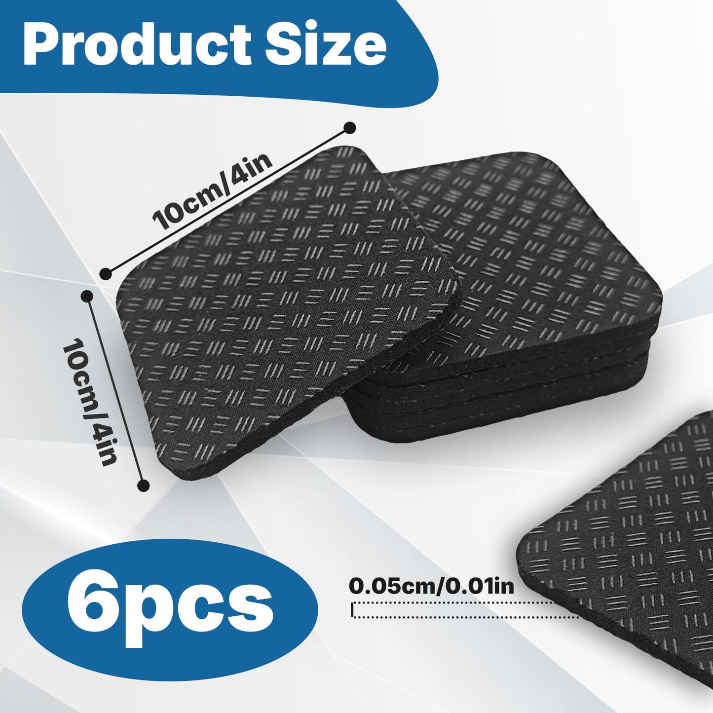 6PCS Treadmill Mat Pads, 4" x 4" Double-Sided Non-Slip Exercise Equipment Mat, Silicone Anti Vibration Pad for Walking Pad, Treadmill, Exercise Bike, Hardwood Floors Protection