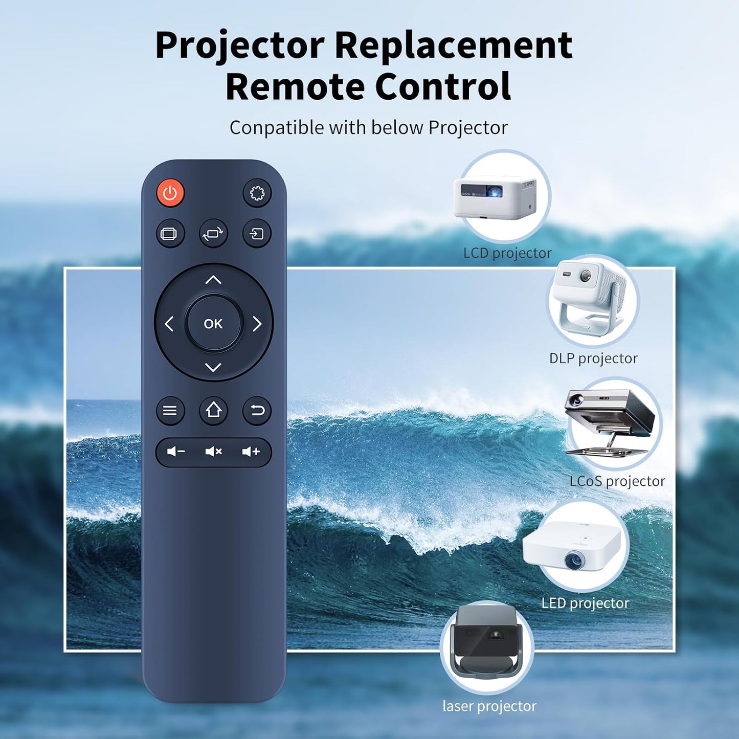 WDZP H1 1080P New Projector Remote Control Replacement fit for HAPPRUN Native Livehouse Cinema Home Projector, NICPOW
