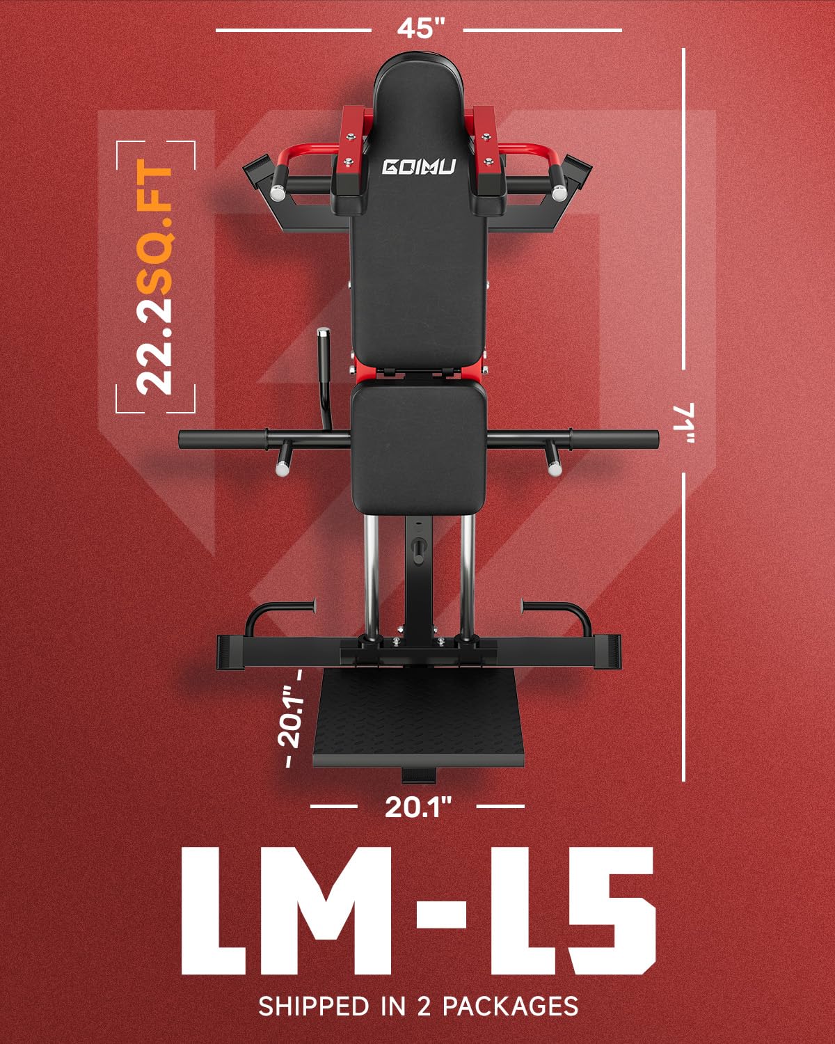 GOIMU L5 Leg Press Hack Squat Machine, 30-Degree Leg Press Machine for Home Gym, Compact Hack Squat Machine with Removable Shoulder Pad, Lower Body Workout Equipment