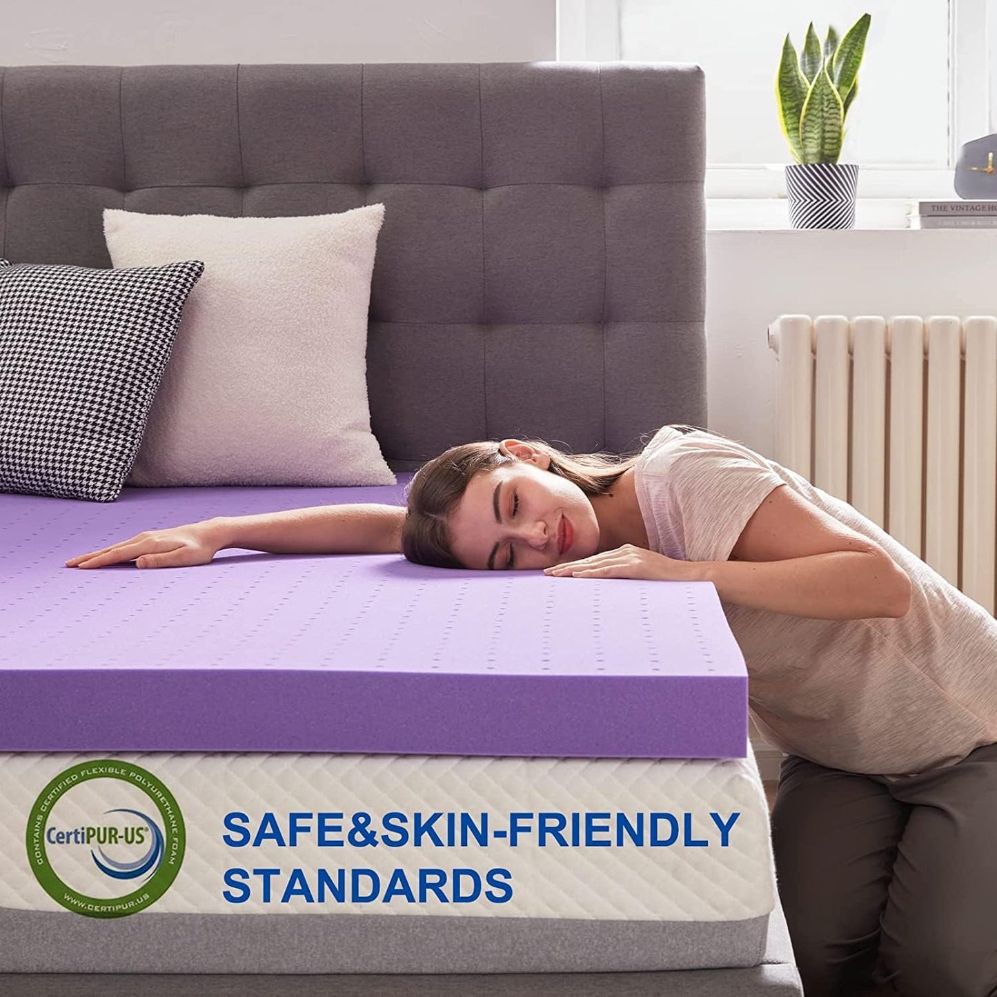 SINWEEK Gel Memory Foam Mattress Topper - Ventilated & Soft Pressure Relief | Queen Size, CertiPUR-US Certified