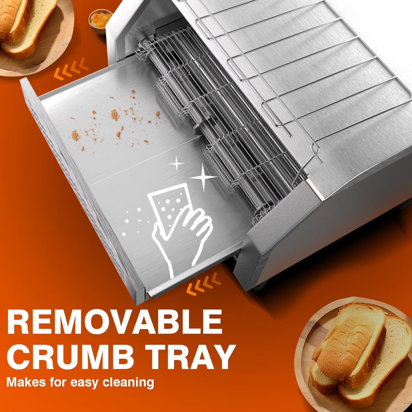 PYY Commercial Conveyor Toaster 450pcs/h - Commercial Toaster for Toast, Bun, Bagel, Bread, Heavy Duty Stainless Steel Toaster Oven for Restaurant, Bakery, Buffet Use
