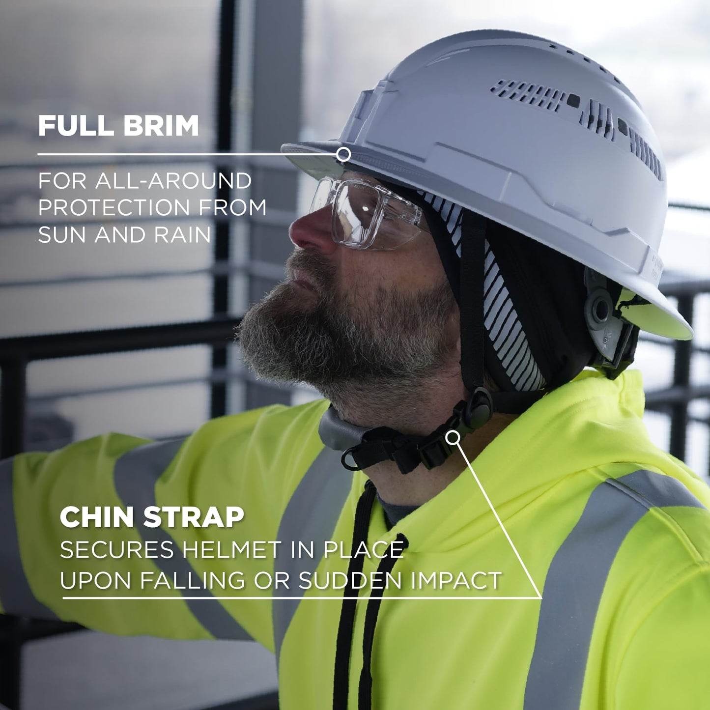 Ergodyne Skullerz 8964-MIPS Full Brim Safety Helmet with MIPS, Type 2 Class C Hard Hat with Chin Strap