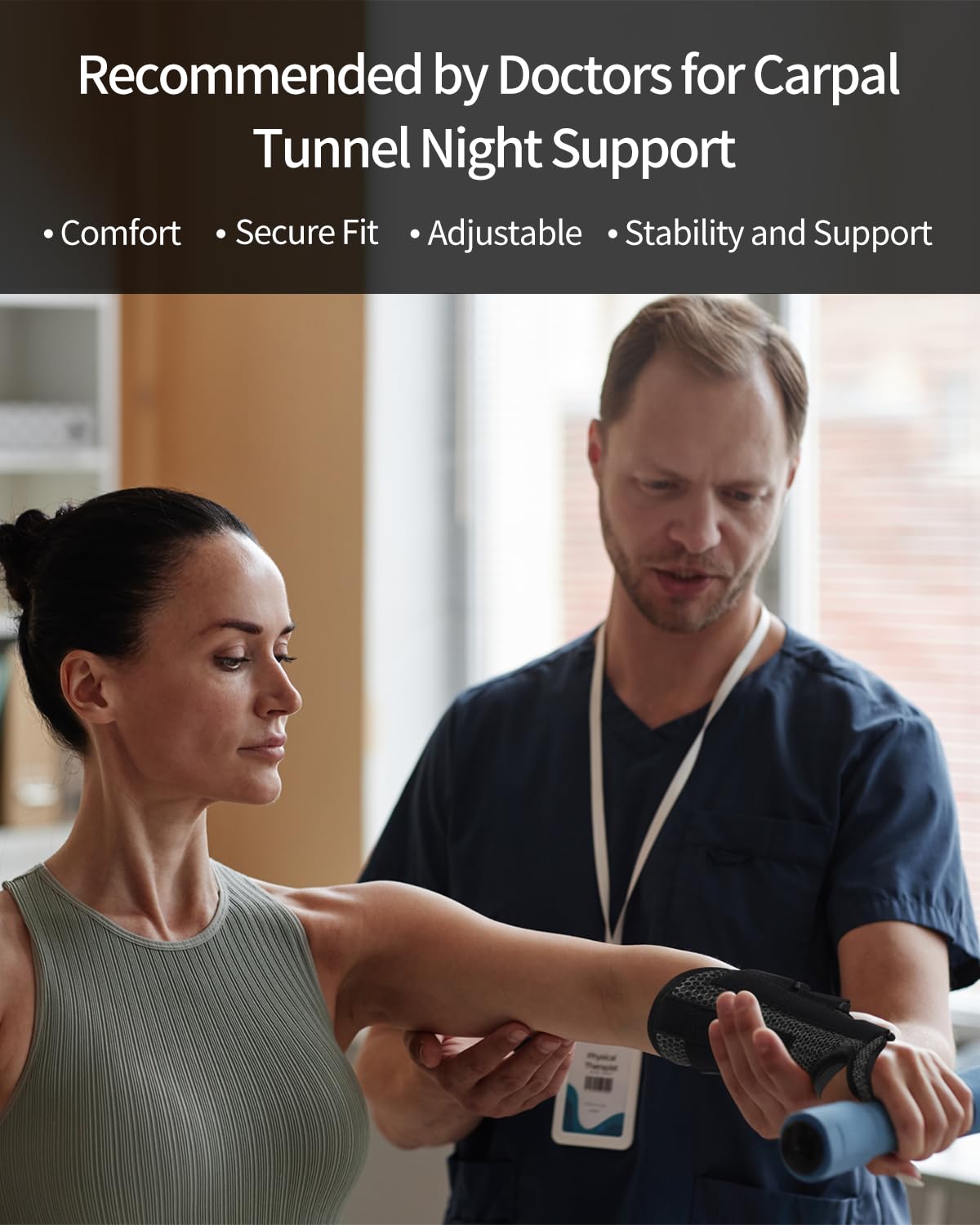 ABYON Carpal Tunnel Wrist Brace Night Support – Wrist Splint for Pain Relief, Tendonitis, Arthritis, Sprains – Lightweight, Breathable Padded Hand Brace for Men & Women, Left Hand (Large,Black/Gray)