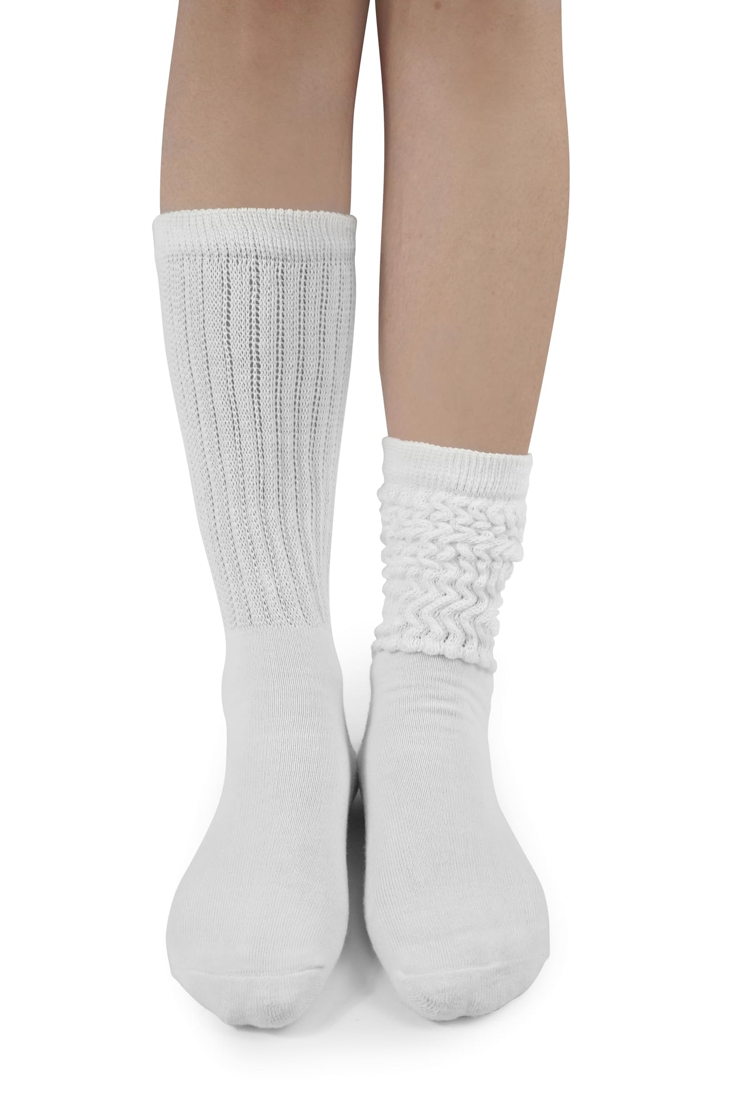 BomKinta Crew Slouch Socks Women Retro Scrunch Short Sock Soft Solid Ankle Socks Gift Size 5-11 3 Pair Black White Grey