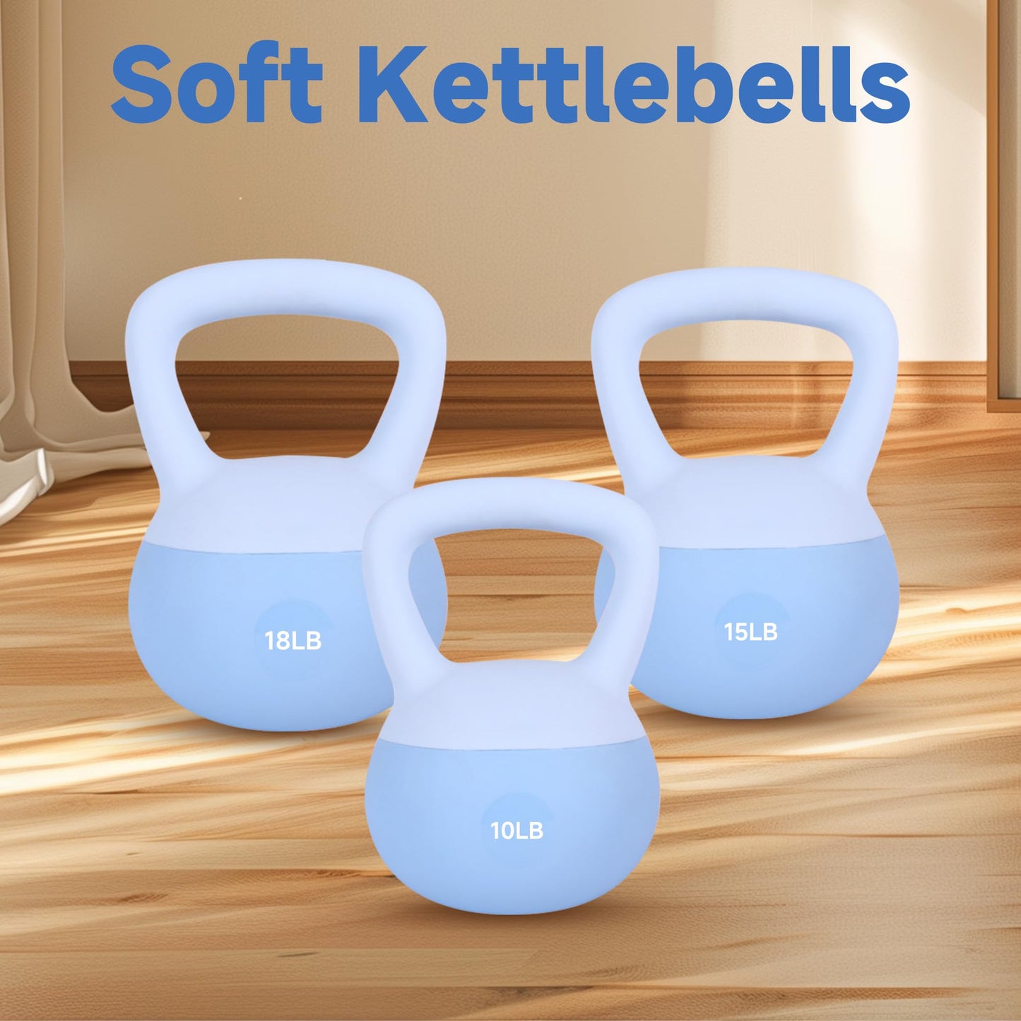 Leikefitness Soft Kettlebells,Sand Filled Weights for Women and Men,Color Coded Anti Slip Soft Kettlebells,Home workout (BLUE, 10 LB)