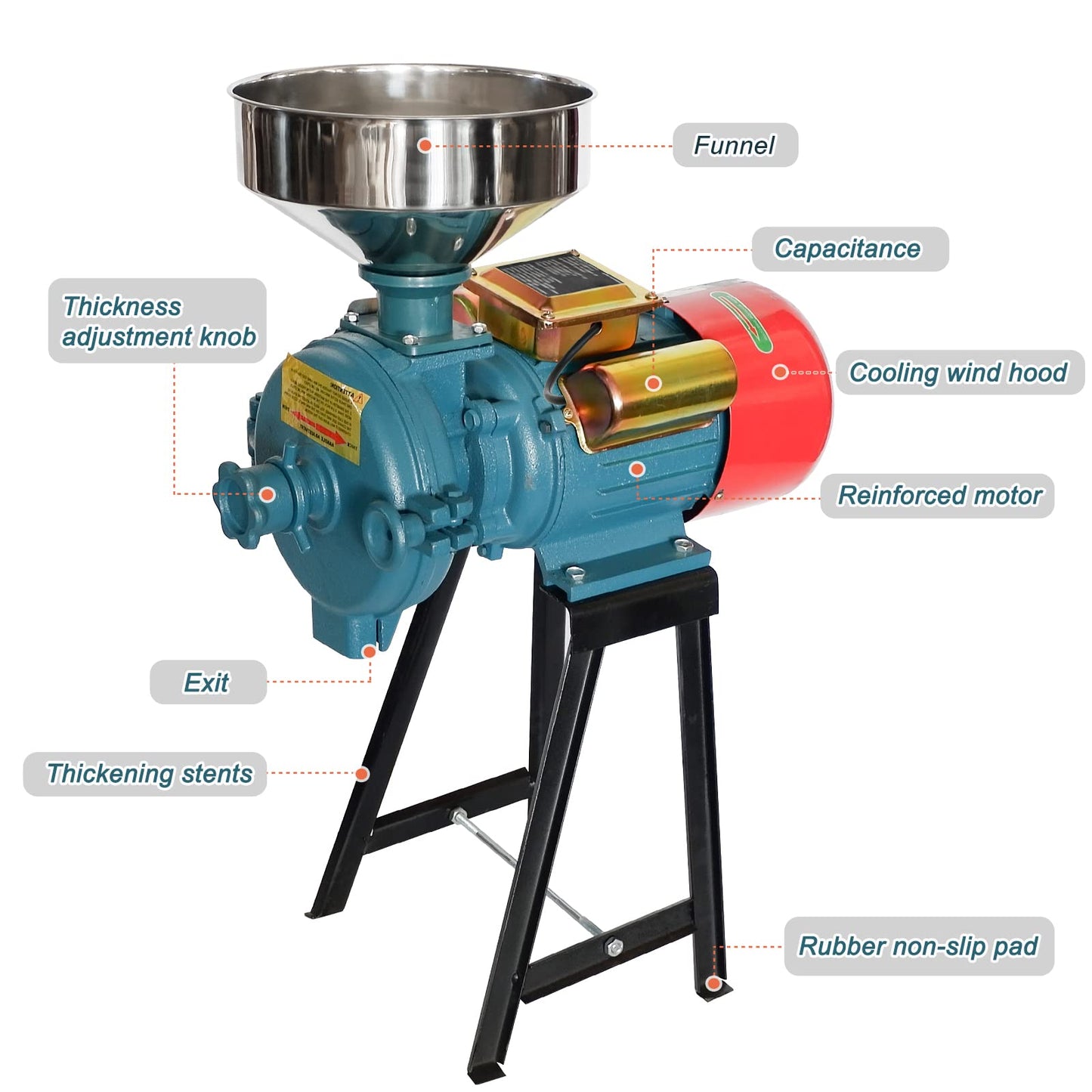 Electric Grain Grinder Mill, 3000W 110V Corn Grinder Mill Electric, Dry Cereals Rice Coffee Wheat Corn Mills with Funnel, Grain Grinders Mils Powder Machine
