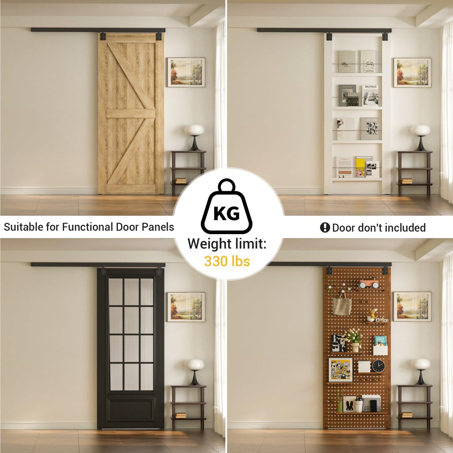 FLYVLIEG Heavy Duty Sliding Barn Door Track Kit, Ceiling Mount Box Rail Barn Door Hardware Kit for Single Door, Easy Install, 6.6FT(No Door)