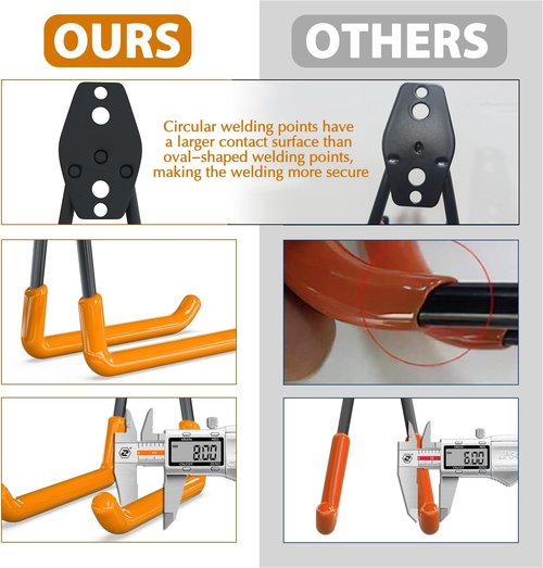 Heavy Duty 31-Pack Garage Wall Hooks - Anti-Slip Steel Storage for Ladders & Yard Tools | Orange