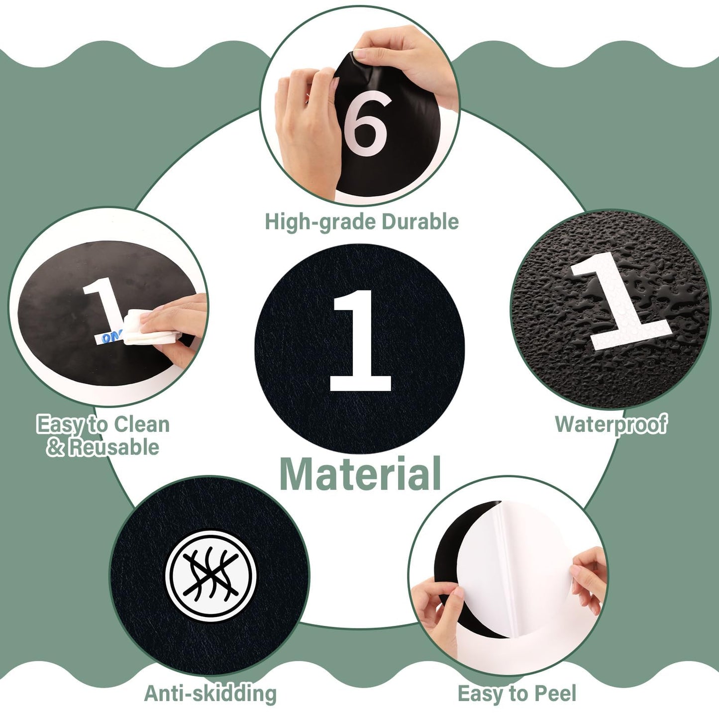 60 Pcs 6" Large Removable Number Spot Markers Black Classroom Floor Stickers with Numbers 1-40 Vinyl Floor Decals Line up Sitting Dots Stickers for Teachers Students for Elementary Preschool