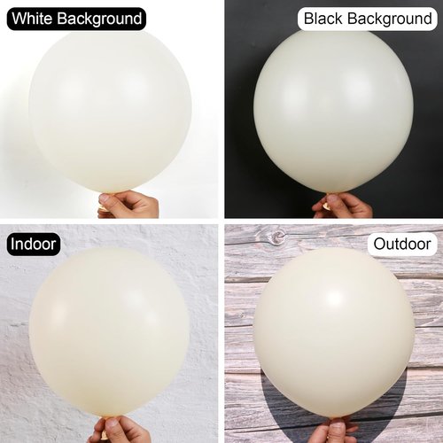 Beige Balloons by [Brand Name] - 150-Piece Pack with 18", 12", 10", & 5" Sizes | Perfect for Birthday & Wedding Decorations