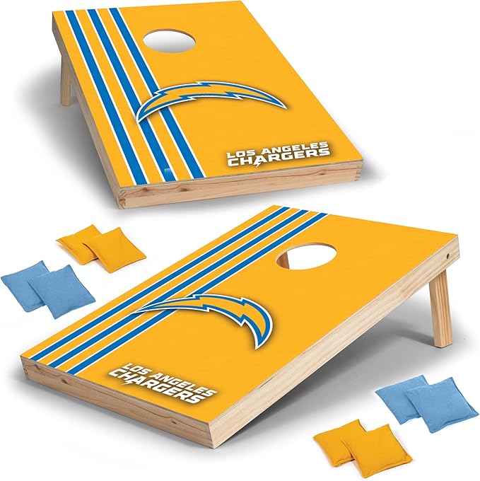 NFL 2' x 3' Solid Wood Cornhole Set with Direct Print HD Team Graphics – Great Gift for Any Football Fan! Bean Bag Toss Family Outdoor Games