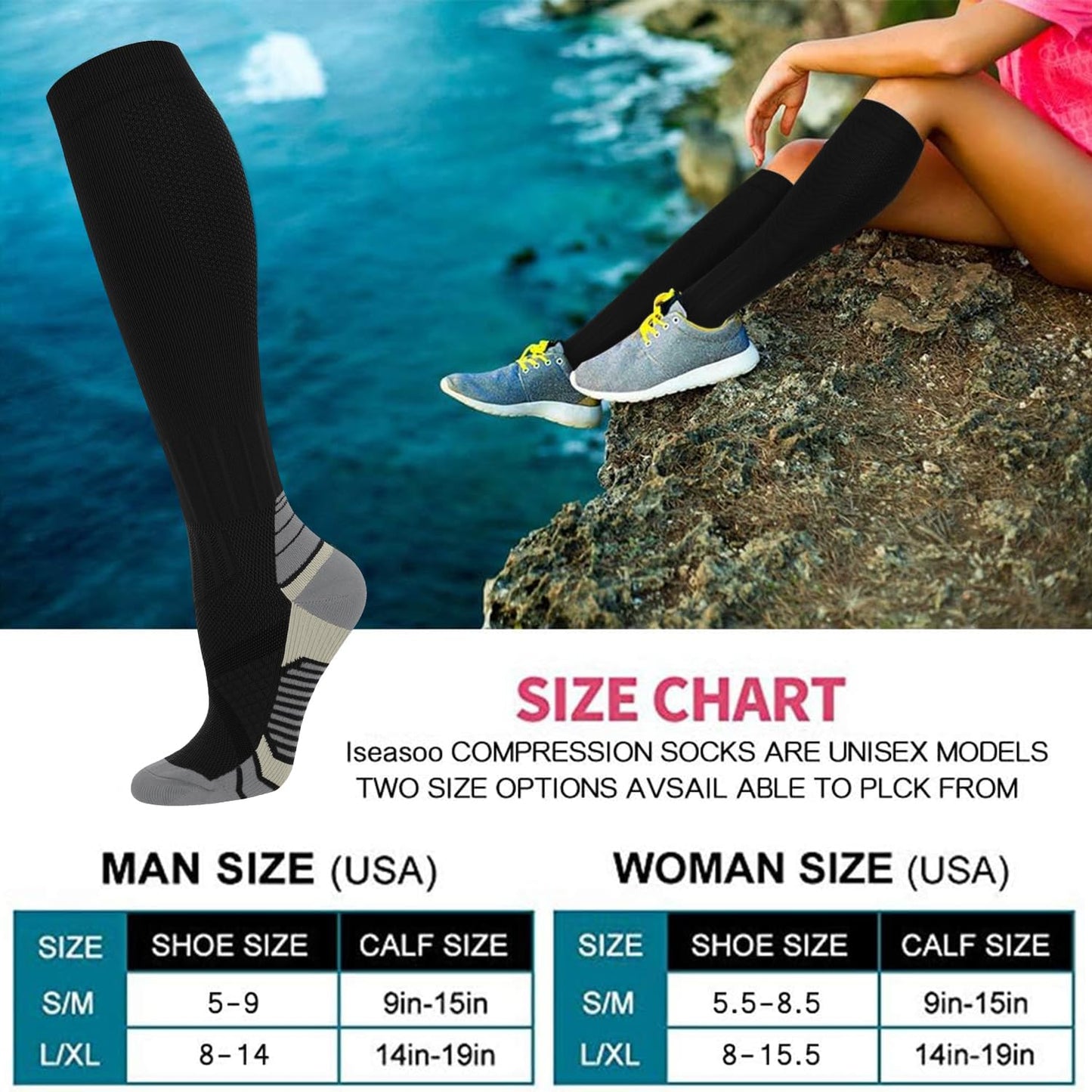 Copper Compression Socks 15-20 mmHg for Men & Women 8 Pairs – Circulation Support for Nurses,Travel,Running,Hiking,Soccer,Gifts,Pregnant,Flying,Workout Compression Socks(L/XL)