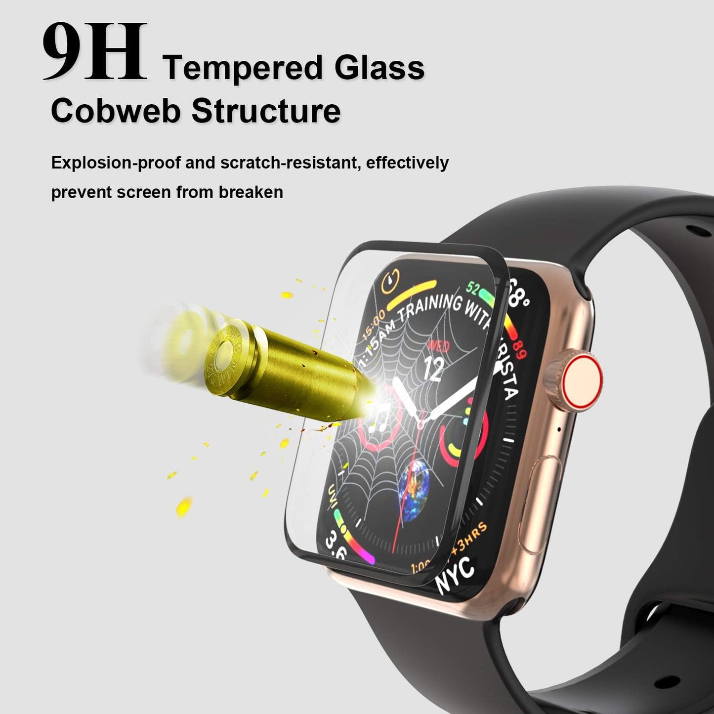 [2 Pack 44mm 3/SE 2/ 6//5/4, 3D 44mm Tempered Glass Screen Protector for Apple Watch SE Series Full Coverage [Easy