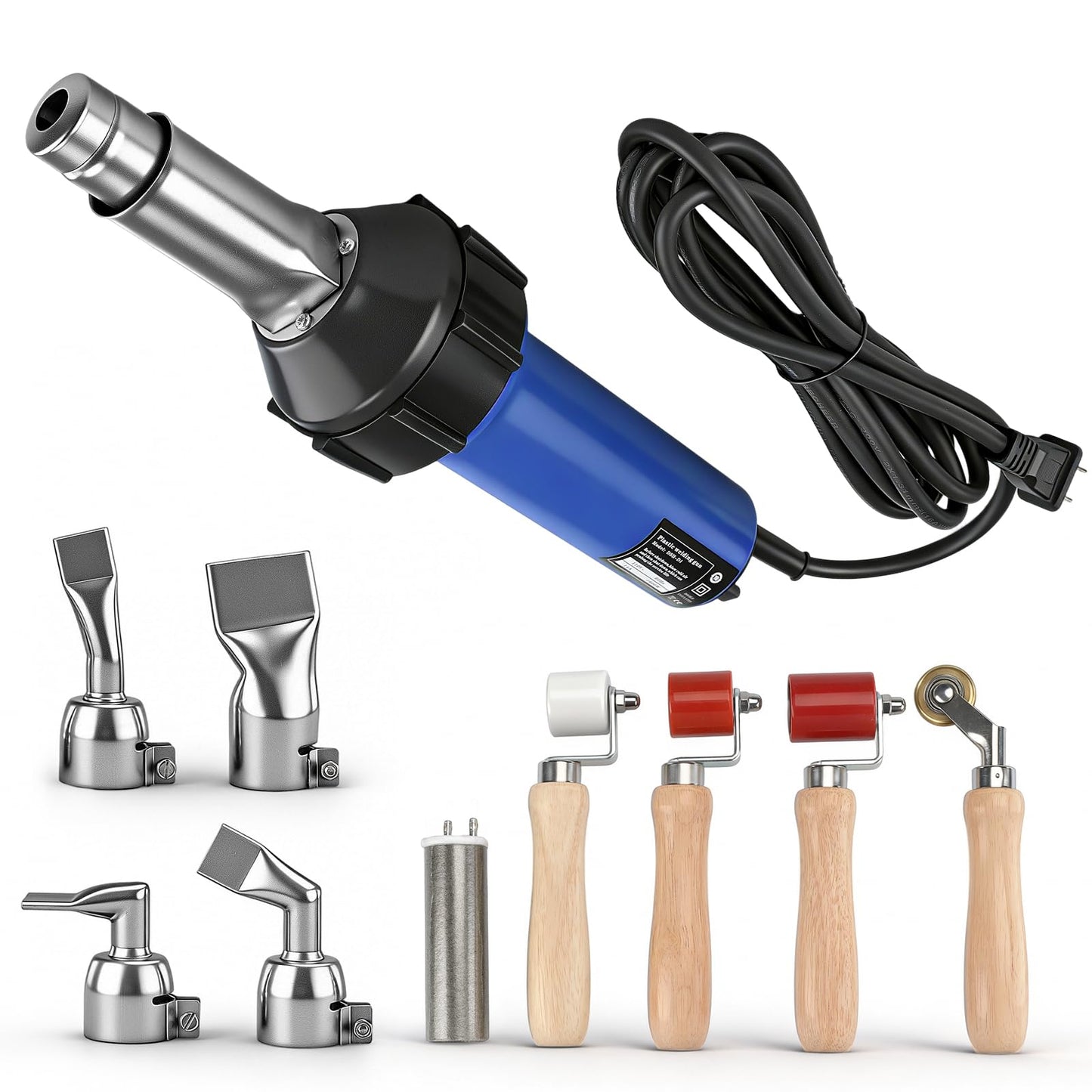Hot Air Gun PVC Heat Gun Hand Held Plastic Welder heating gun 110V 1600W, Vinyl Welding Handheld Plastic Hot Air Heat Gun Welding Torch with Various Rollers & Stainless Steel Nozzles