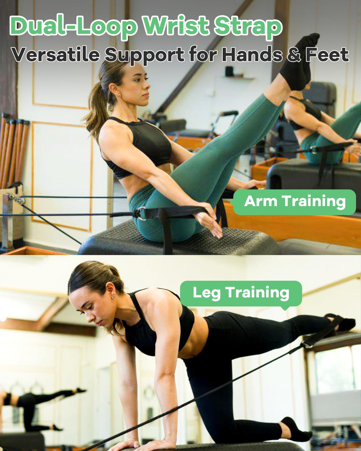 Wonderful Day 2PCS Pilates Straps for Reformer, Comfortable Enhanced Thickness, Fitness Pilates Double Loop Exercise Straps for Home Gym Workout