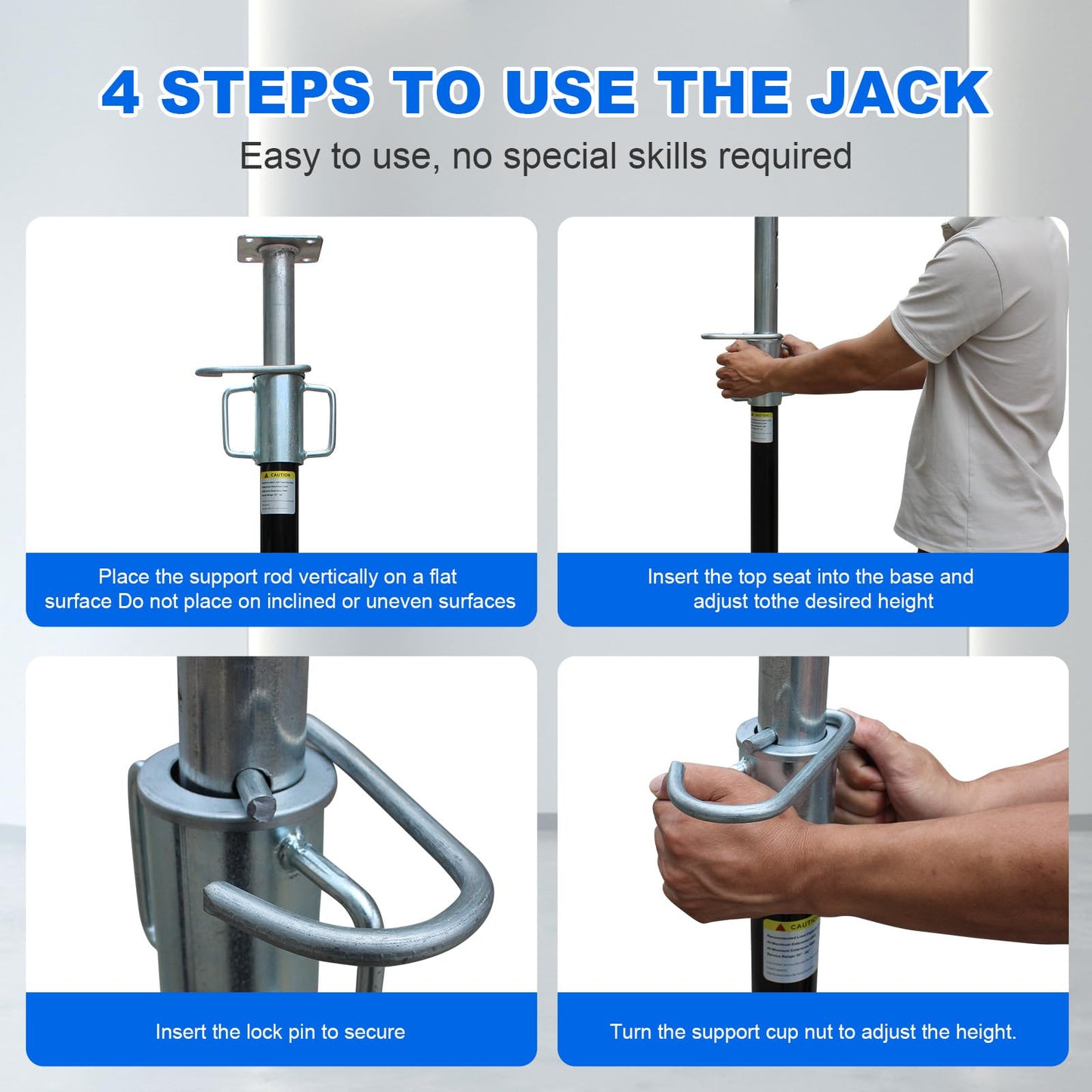 PHLKJL 2 Pack House Floor Jack,Adjustable Support Beam Basement Jack, 55"-94" Height Range, 2300 lbs Load Capacity, Jack Post Pole, Fit for Wood-Framed Basement and Crawl Space Basement Support