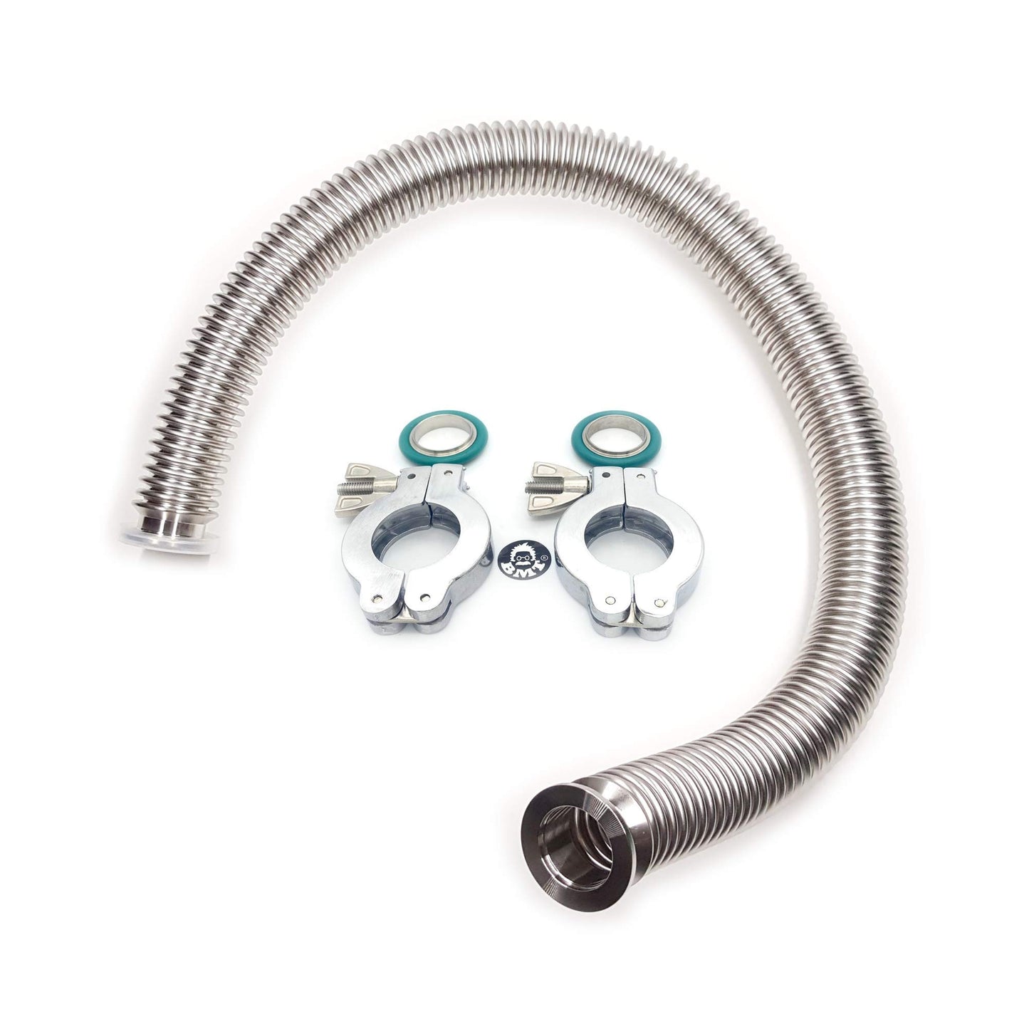 bmotiontech ISO-KF KF25 Corrugated Flexible Bellow Hose Set with 2X Aluminum clamp / 2X SS Centering Ring / 2X FKM O-Ring (8 feet KF25)