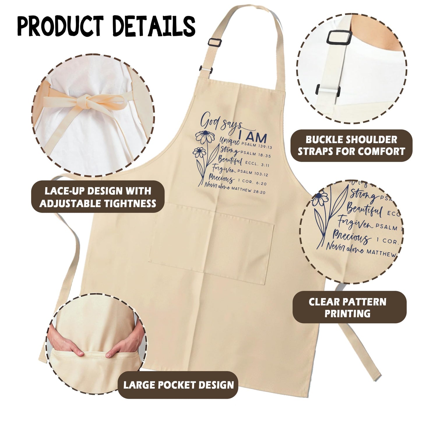 heiyihe Adjustable Cooking Aprons for Women with Pocket- God Says You Are Grilling Apron, Christian Gifts for Women, Perfect for Cooking, Gardening, Bartending, Birthday Kitchen Baking Gift-A29