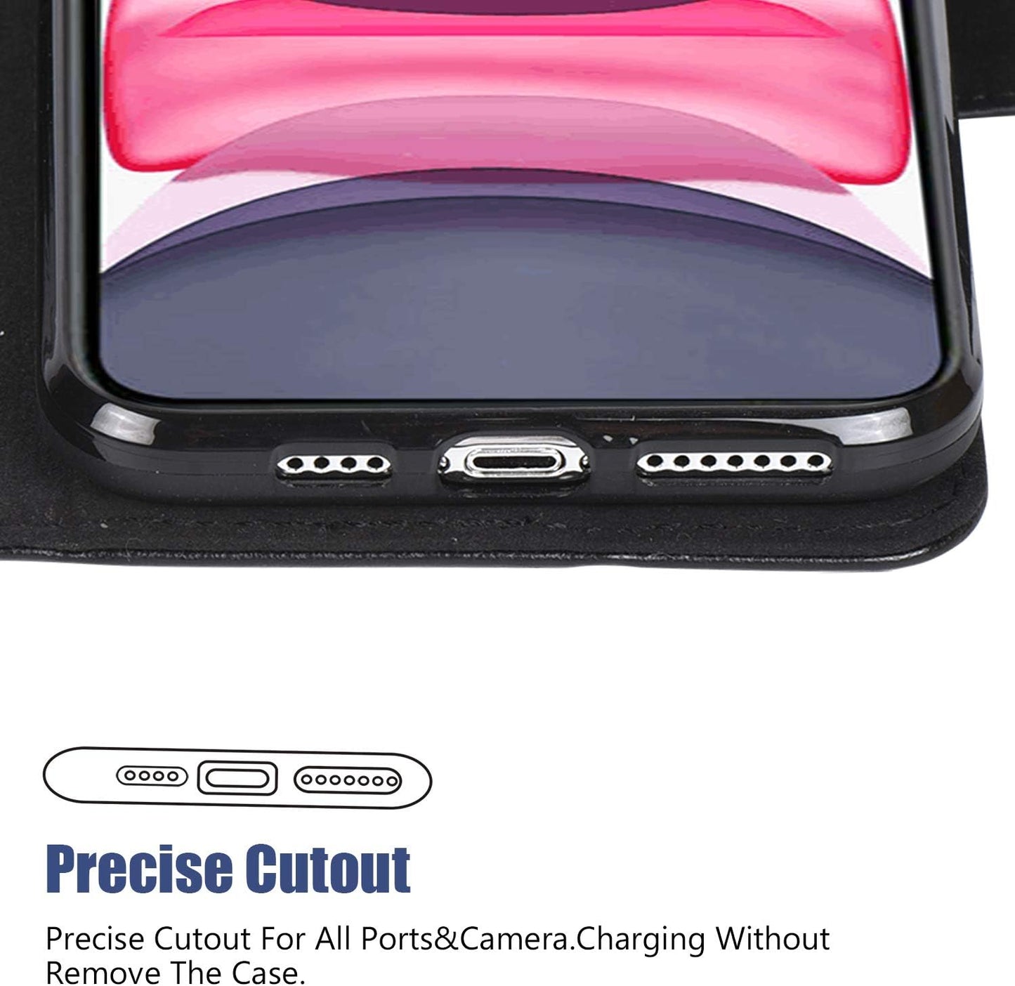 Arae 11 [4-Slots] 11 6.1 inch Case for iPhone Wallet Case Cover with Card Holder PU Leather with Wrist Strap