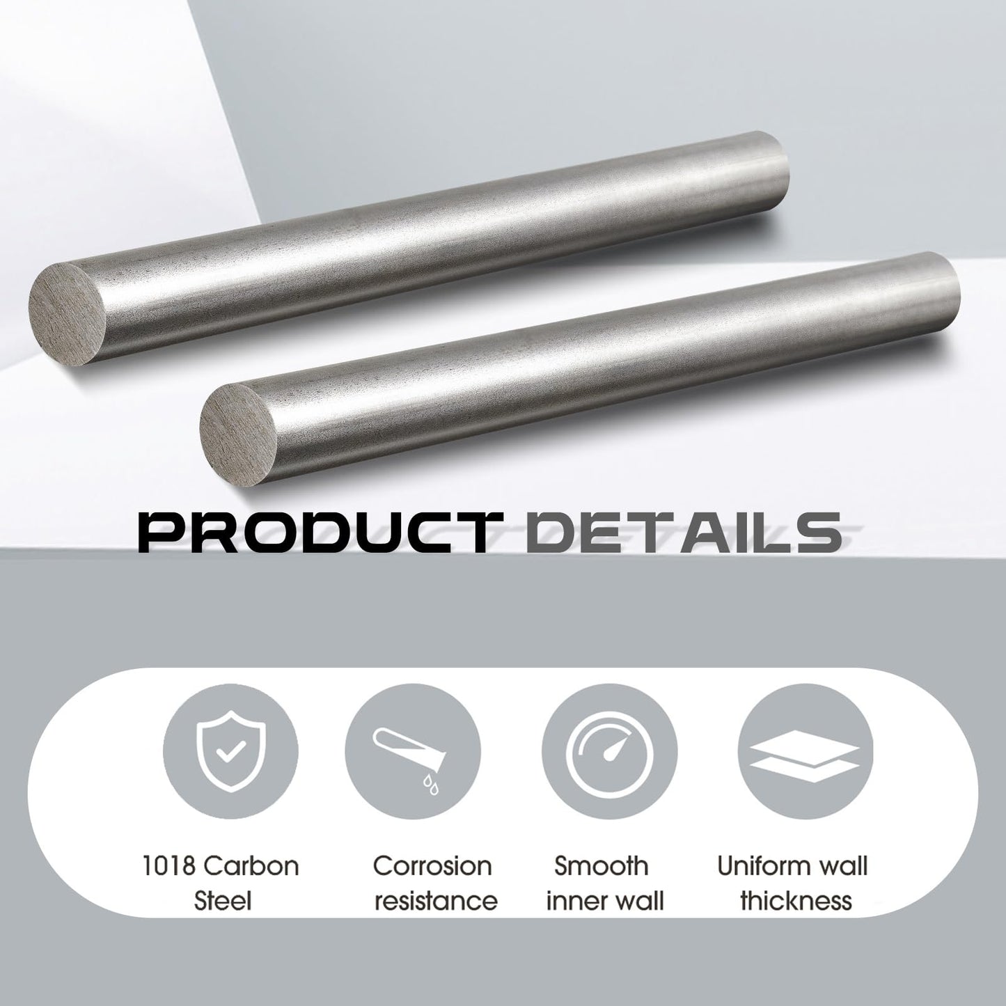 Gisafai 2 Pcs 1018 Carbon Steel Round Rod 1" Diameter, 12" Length Cold Rolled Steel Bar Unpolished Finish Rod for Shaft Gear Drill Lathes Boring Machine Turning Miniature Axle Stock