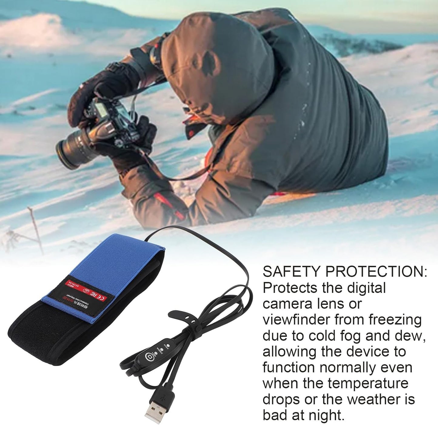 Zopsc 3 Settings, (545mm) Lens Heater, USB Powered with Temperature Dew Heater Strip for Telescopes, Viewfinders