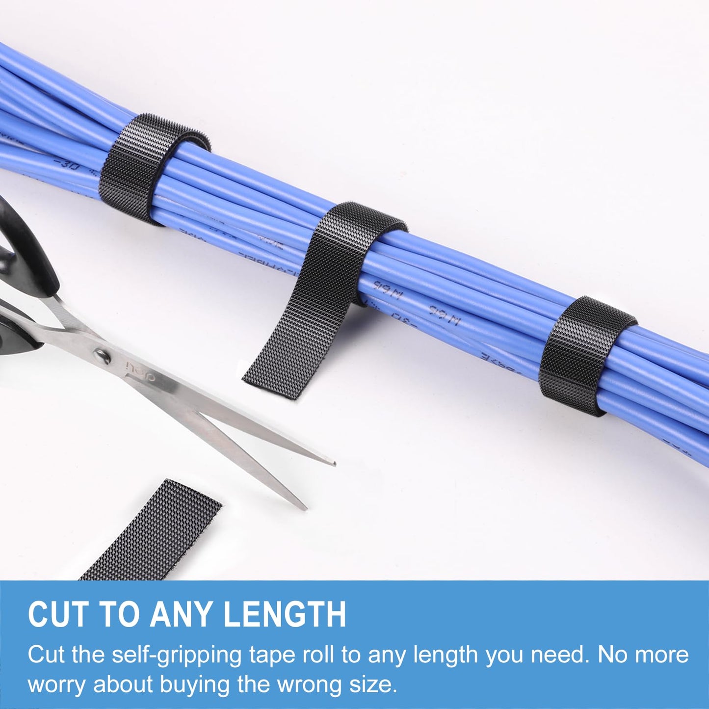 1in x 24ft | Hook and Loop Straps Heavy Duty | Double Sided Self-Gripping Strips | Reusable Multi-Purpose Wrap Roll for Home, Office, Data Center, and More