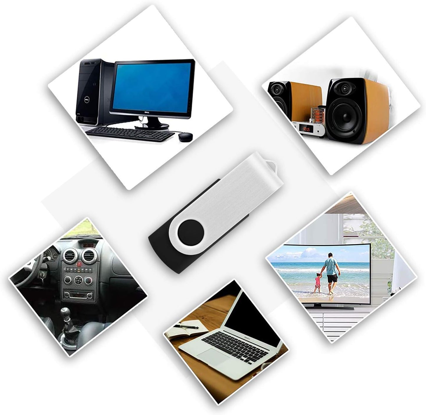 KOOTION 10PCS 2GB 2.0 USB Flash Drives USB Flash Drives Memory Stick Fold Storage Thumb Drive Pen Swivel Design Black