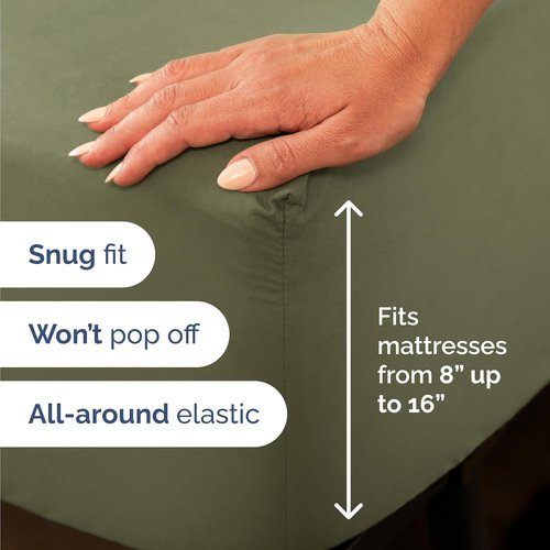 Comfy Twin Size 3 Piece Sheet Set by [Brand Name] - Breathable & Cooling Hotel Luxury Bedding - Deep Pockets, Soft & Wrinkle-Free in Sage Green
