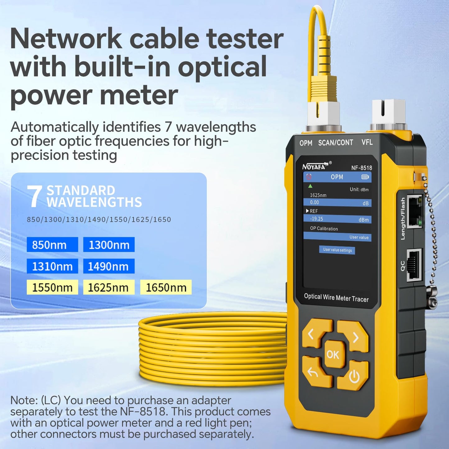 NOYAFA NF-8518 Network Cable Tester with Optical Power Meter, Ethernet Cable Tester, CAT6 Cable Tracker, VFL PoE QC Port Flicker, Length Testing, Fiber Optic Fault Locator, Telephone Line Tracker