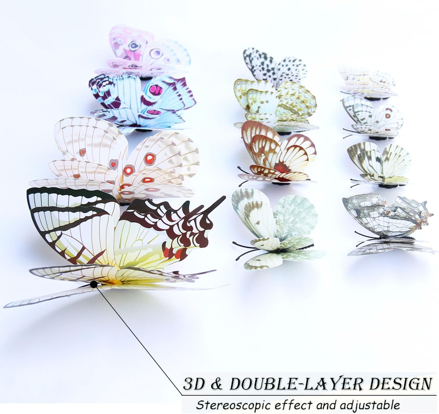 OPSEAM 3D Butterfly Wall Decor - 72 PCS White Butterfly Stickers with Magnets for Party Decorations