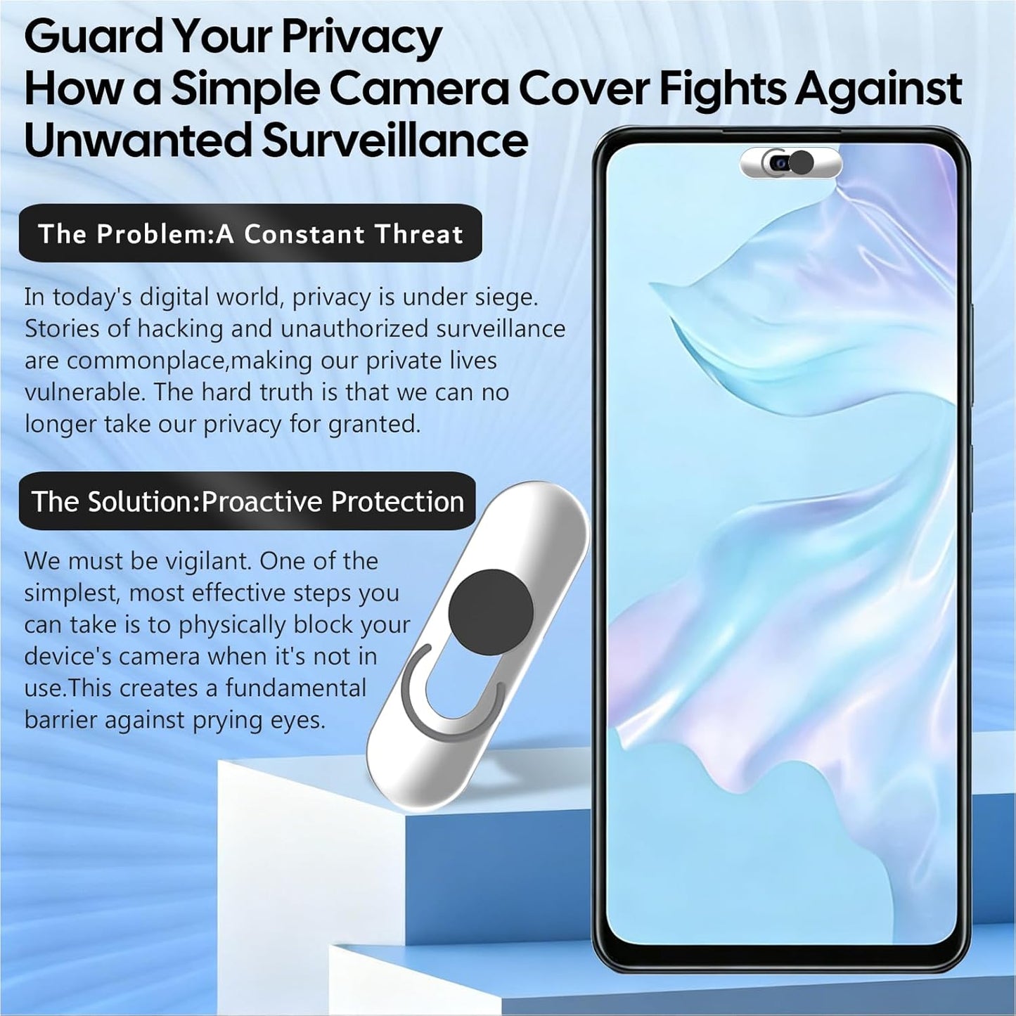 Dazujem 2Pack Front Camera Covers Compatible with Galaxy/iPad/Pixel | Smartphone Webcam Cover | Camera Blocker