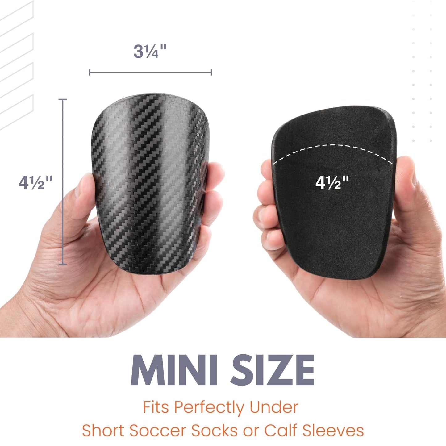 LIGVIV Mini Soccer Shin Guards - Carbon Fiber Shin Pads with Portable Carrying Case for Men, Women, Youths