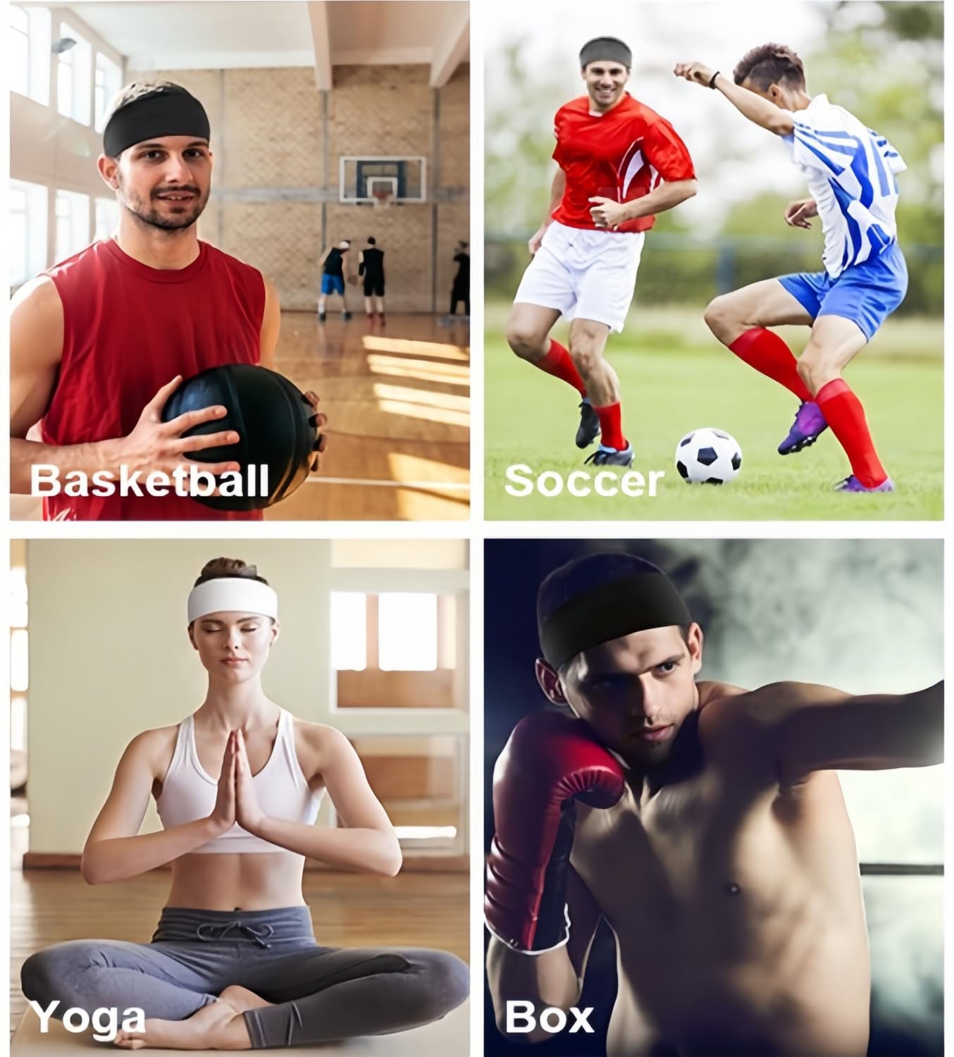 Workout Headbands for Men, 6 Pack Mens Running Headband Stretchy Sweatband Sports Headband