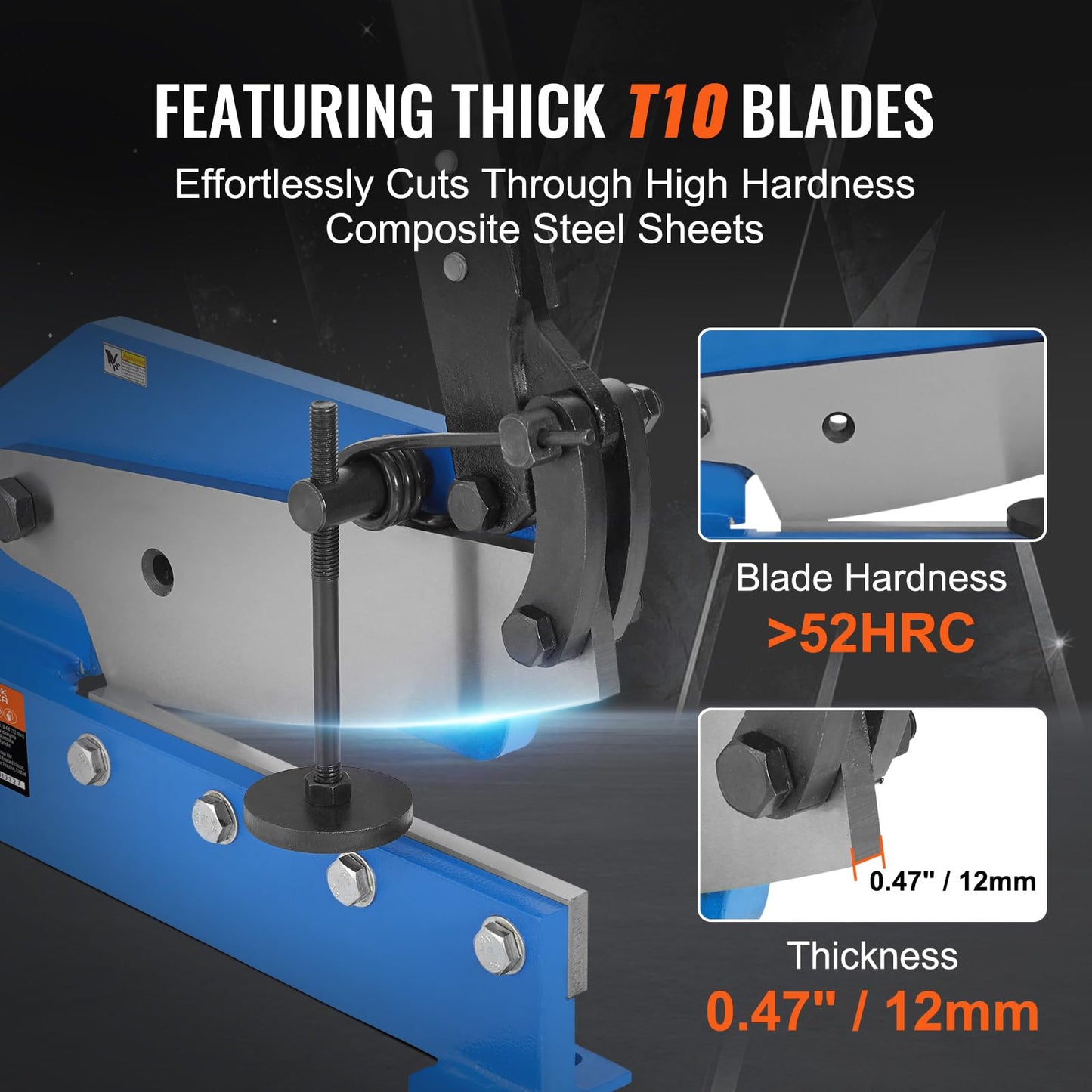 VEVOR Hand Plate Shear 12",Manual Metal Cutter Cutting Thickness1/4 Inch Max,Metal Steel Frame Snip Machine Benchtop 1/2 Inch Rod,for Shear Carbon Steel Plates and Bars