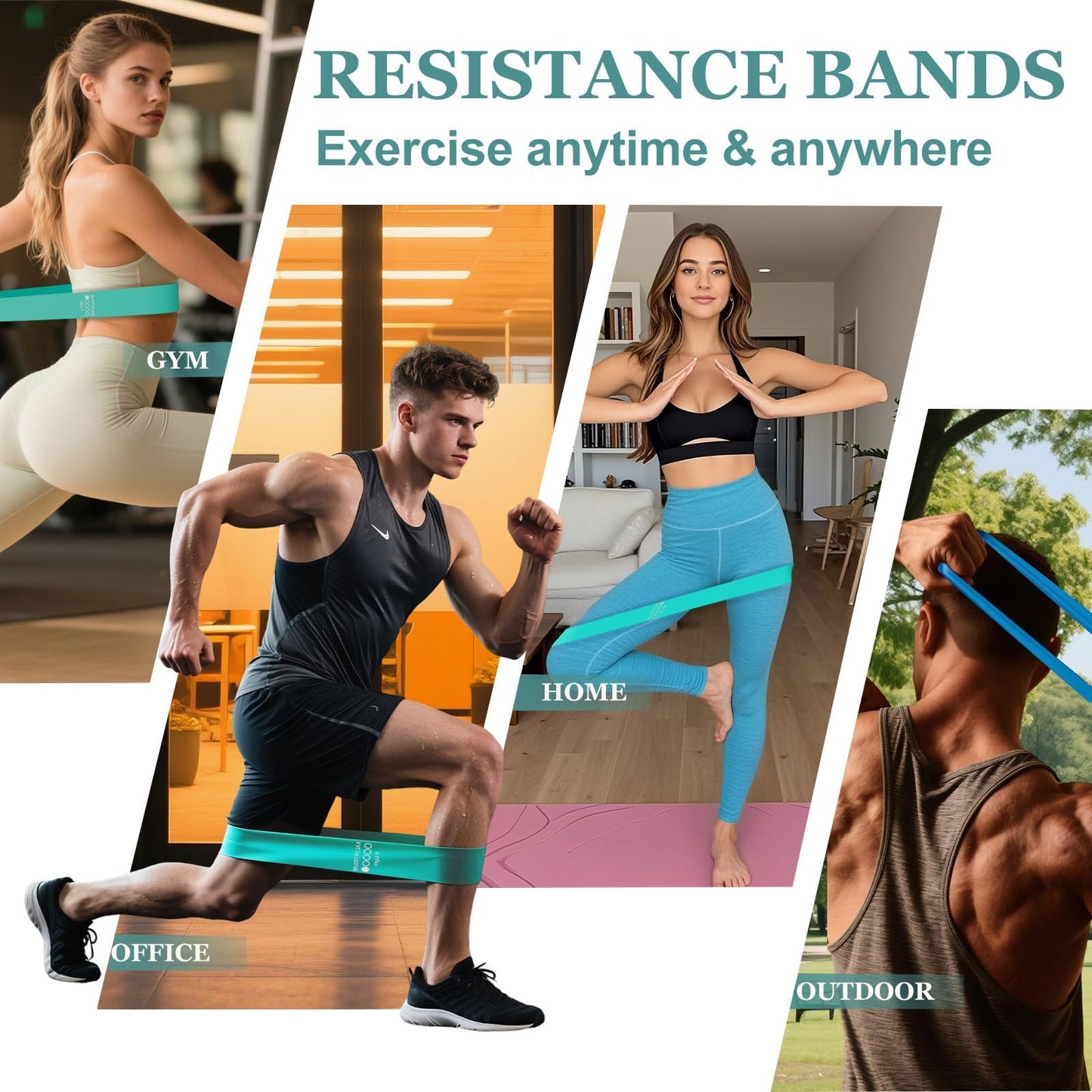 KALYPTRIUM Resistance Bands Set – 5-Level Exercise Bands for Physical Therapy/Yoga/Pilates/Strength Training/Home Fitness Loop Bands with Portable Storage Bag