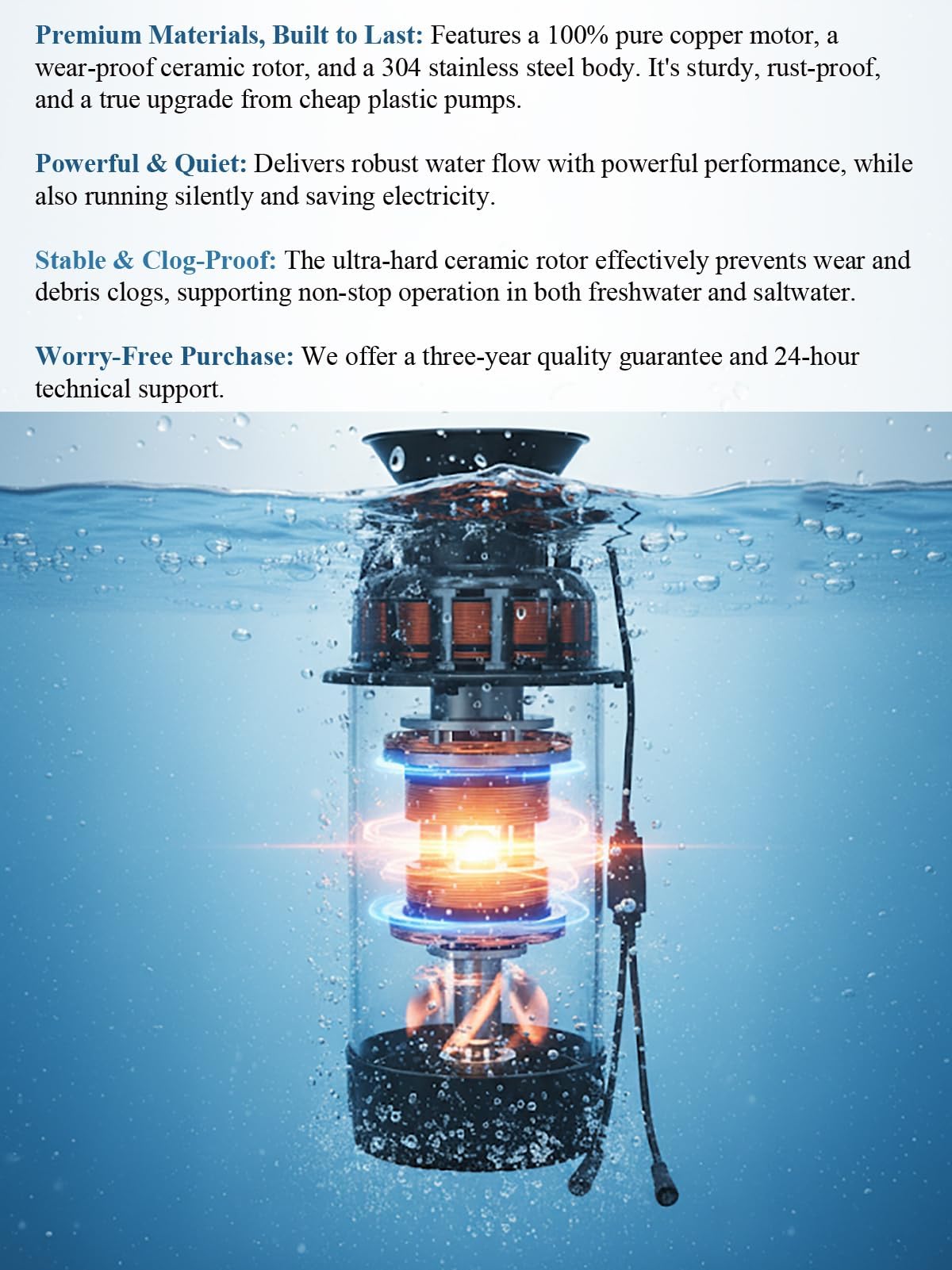Pond Fountain Aerator with Lights, 1 HP with Dynamic RGB Lighting, Adjustable Modes, Digital Timer, for Large Ponds, Lakes & Outdoor Water Features, 15,000 GPH, 750W 110V, 100FT Cord