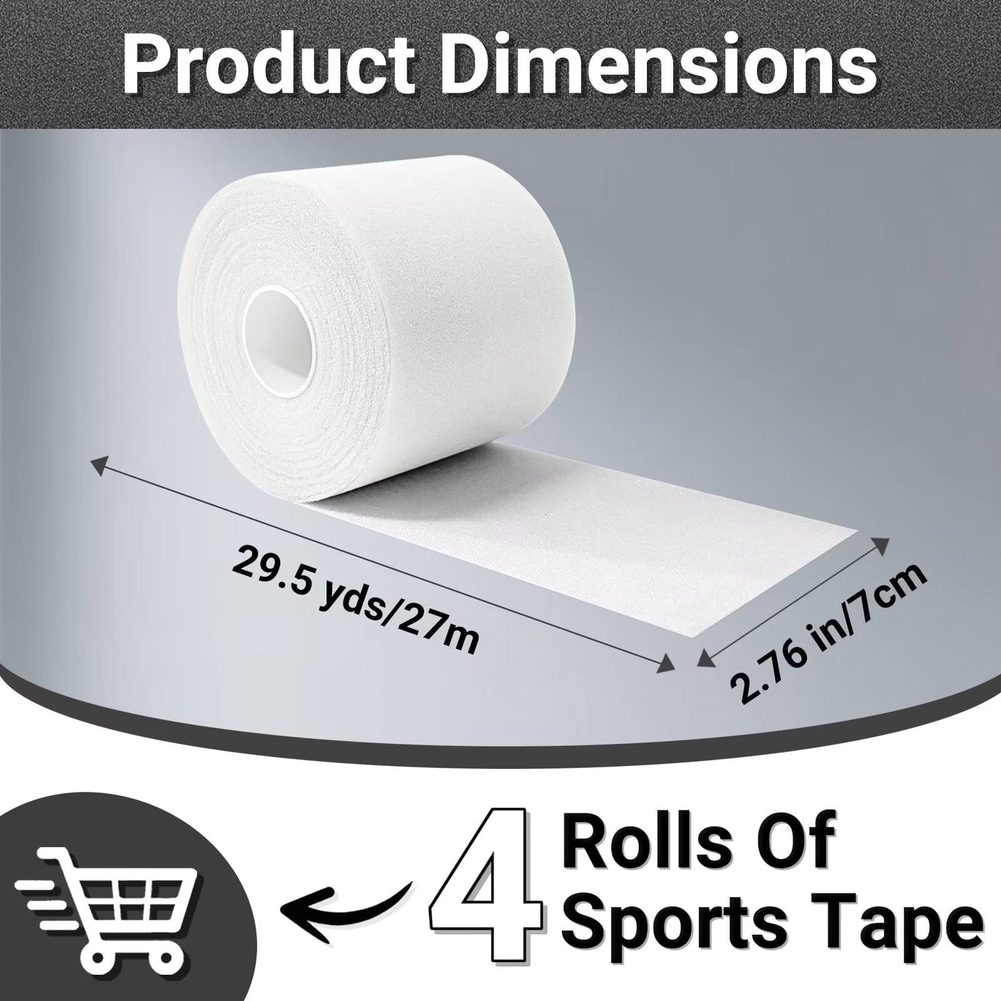 Golden Sport 4 Pack Pre Wrap Athletic Tape, Black, 2.76 Inches x 29.5 Yards, Protect for Wrists Ankles and Knees, Athletic Foam Underwrap for Sports