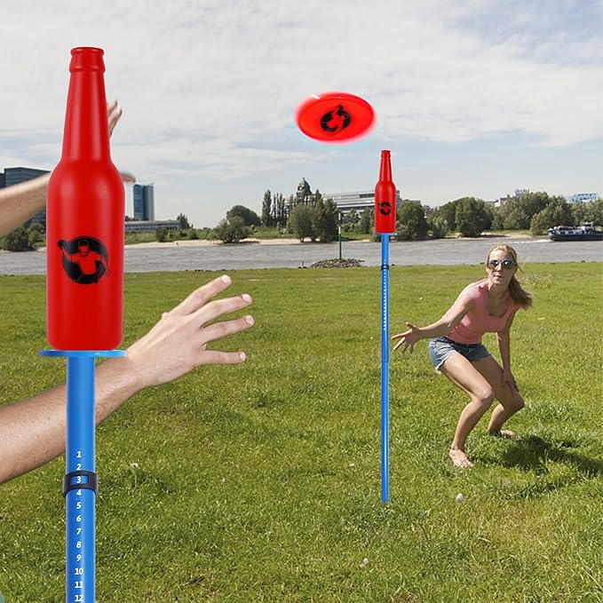 Juegoal Outdoor Flying Disc Game Set, Yard Games Bottle Drop Frisbee Set, Outside Fun Disc Toss Game for Beach Lawn Backyard Park Camping