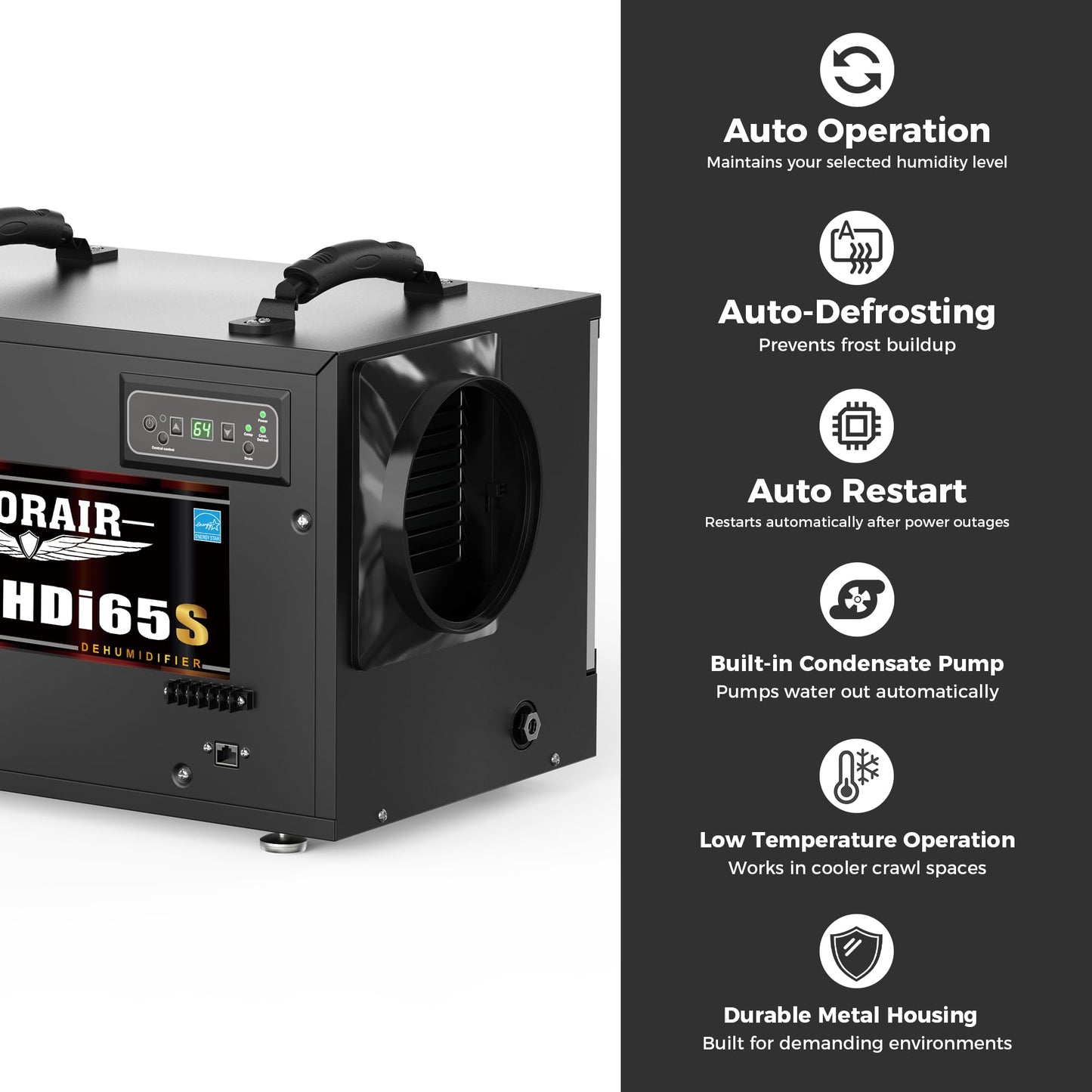 ALORAIR 120 PPD Commercial Dehumidifiers with Pump and Hose, Crawl Space Basement dehumidifier, Industry Water Damage Unit, Compact, Portable, Auto Defrost, Memory Starting