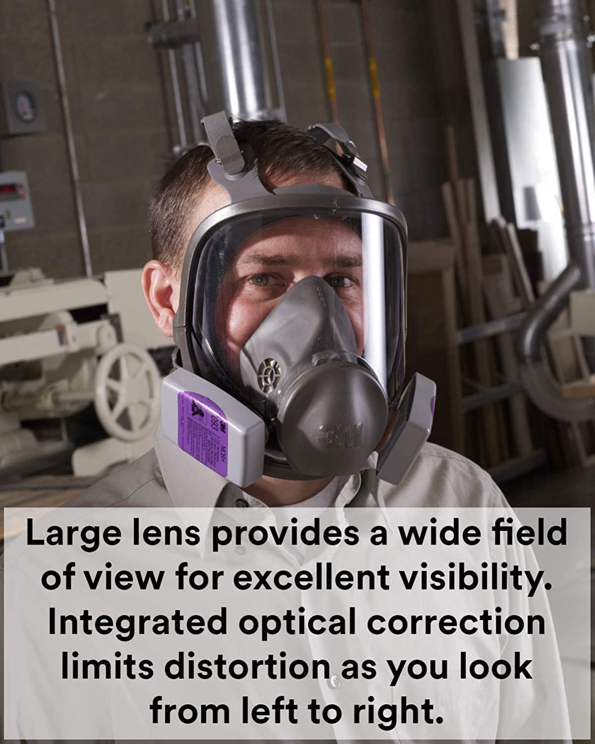 3M Safety 142-6800 Reusable Full Face Mask Respirator, Grey, Medium