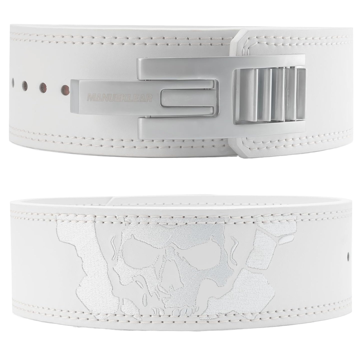 Lever Lifting Belt for Man and Women, Weightlifting with Adjustable Heavy Duty Buckle, Professional Weight Lifting Belt White/Silver