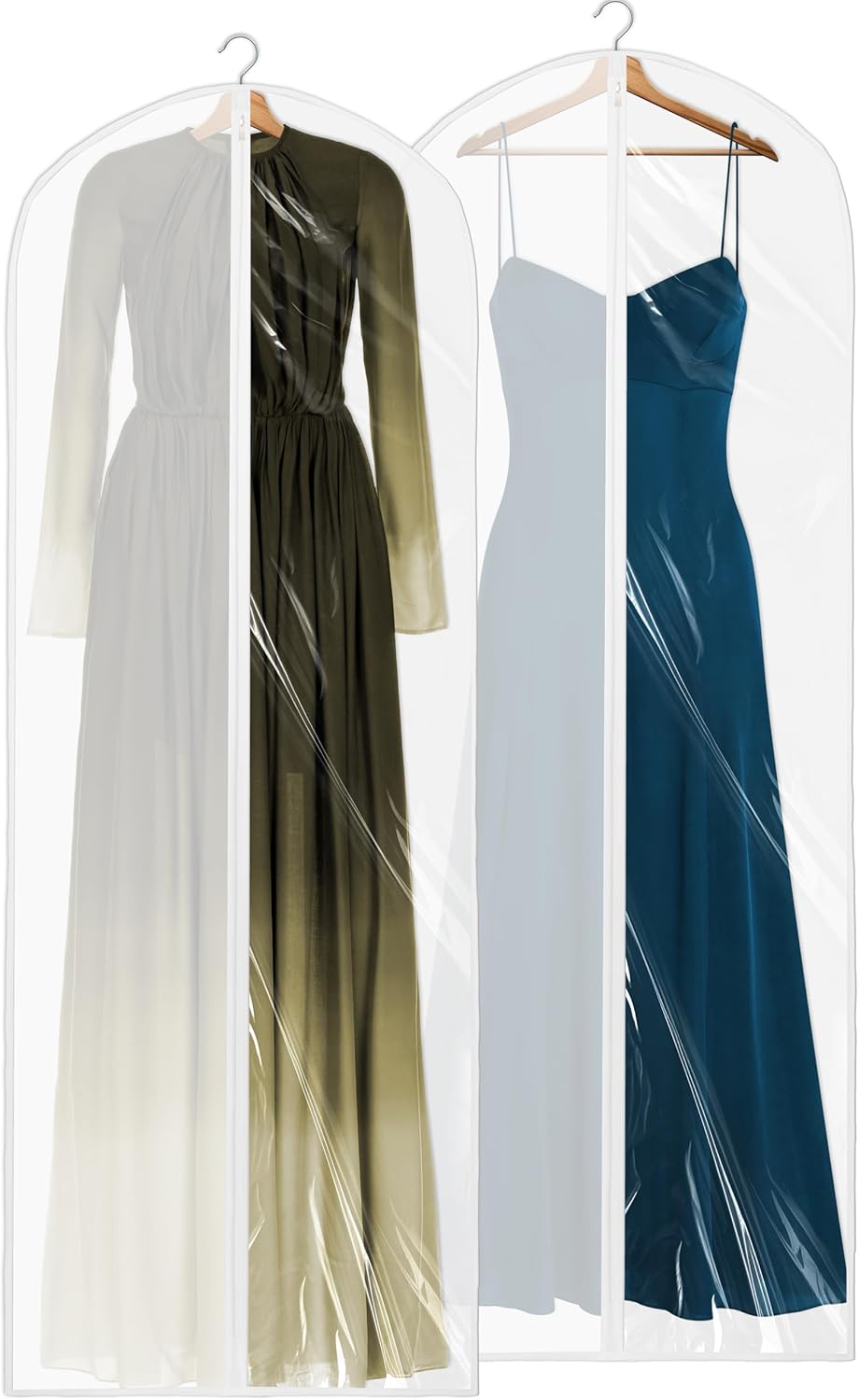 Simple Houseware 65-Inch Clear Garment Bags - Zippered Storage for Gowns, Suits & Dresses | 2 Pack