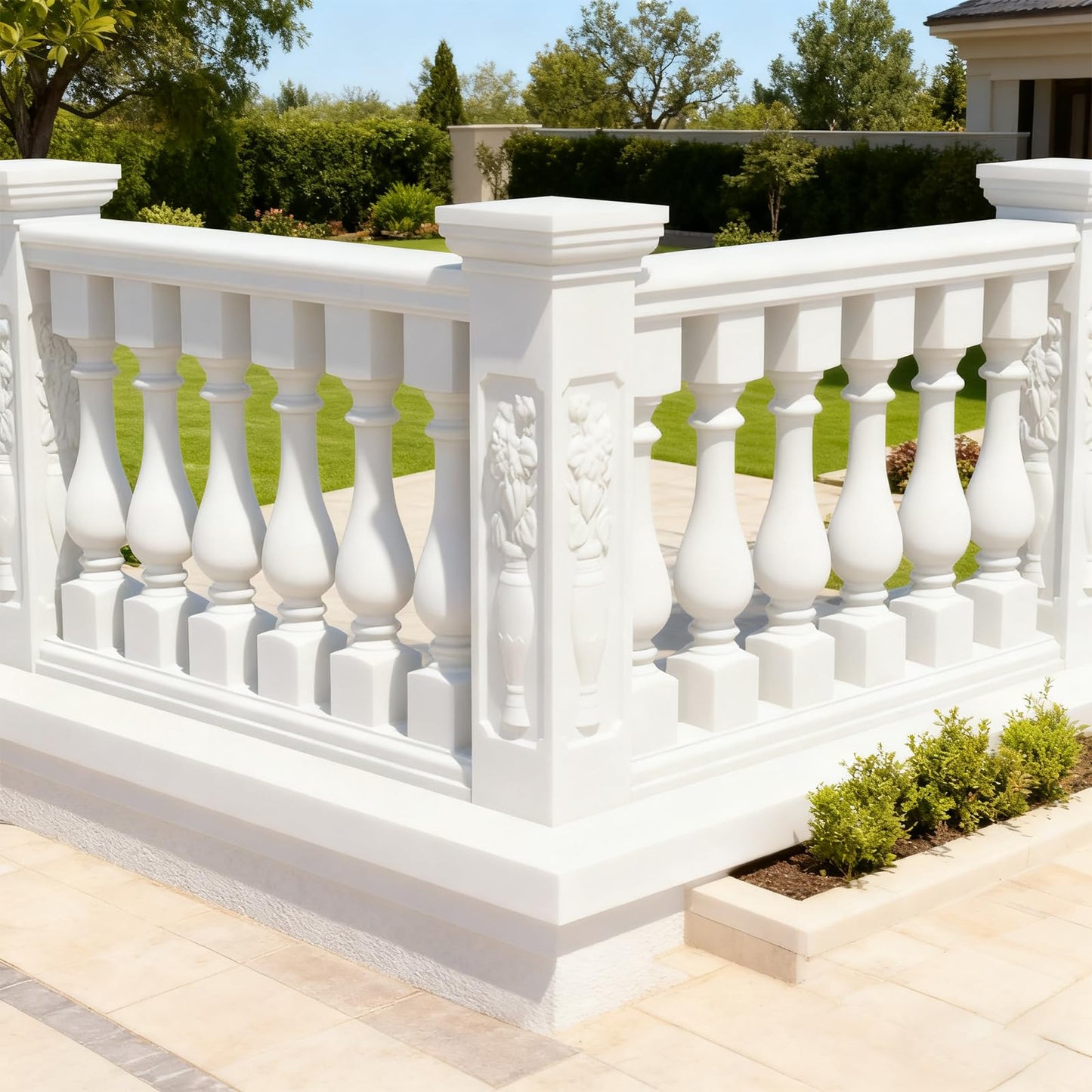 105cm Cast-in-Place Balcony Spacer Column Molds, Heavy-Duty Plastic Concrete Pillar Mould, Compatible with 90cm Balcony Railing Molds (Round Bottle/Square/Lotus) (Chrysanthemum)