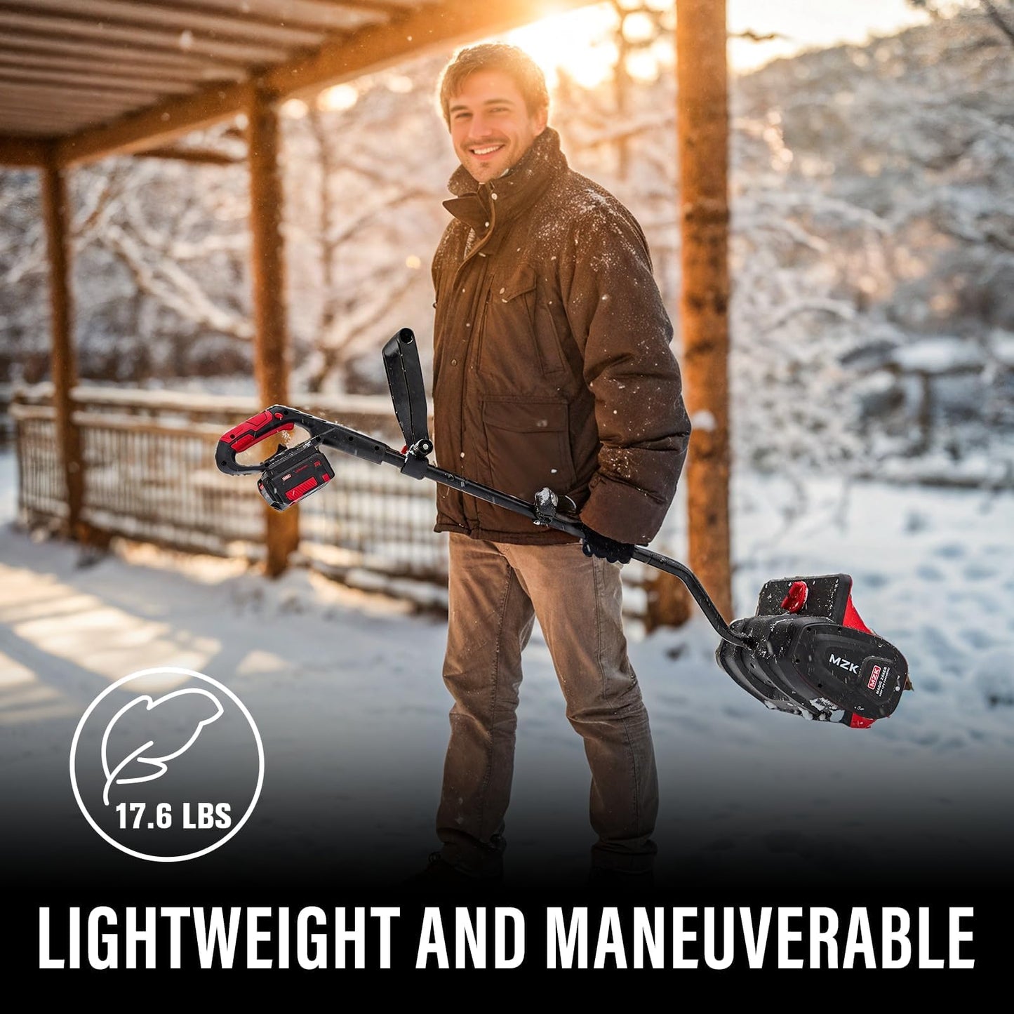 MZK Cordless Snow Shovel, 20V 13-Inch Battery Powered Snow Thrower, Battery Snow Blower with Directional Plate & Adjustable Front Handle(4.0Ah Li-ion Battery & Fast Charger Included)